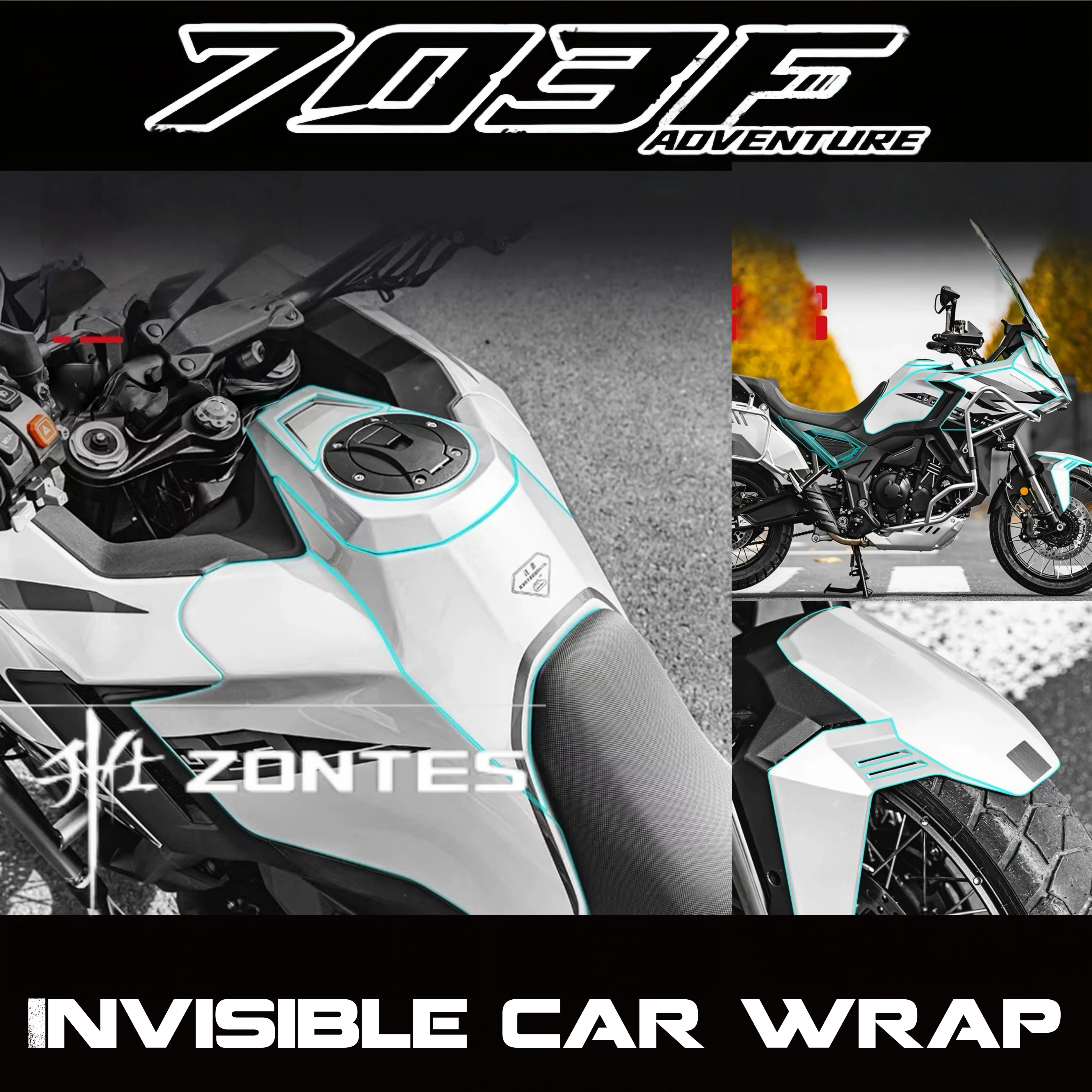 FOR ZONTES 2024 703F Invisible Car Wrap Film, Fuel Tank Sticker, Transparent TPU Sticker Accessories