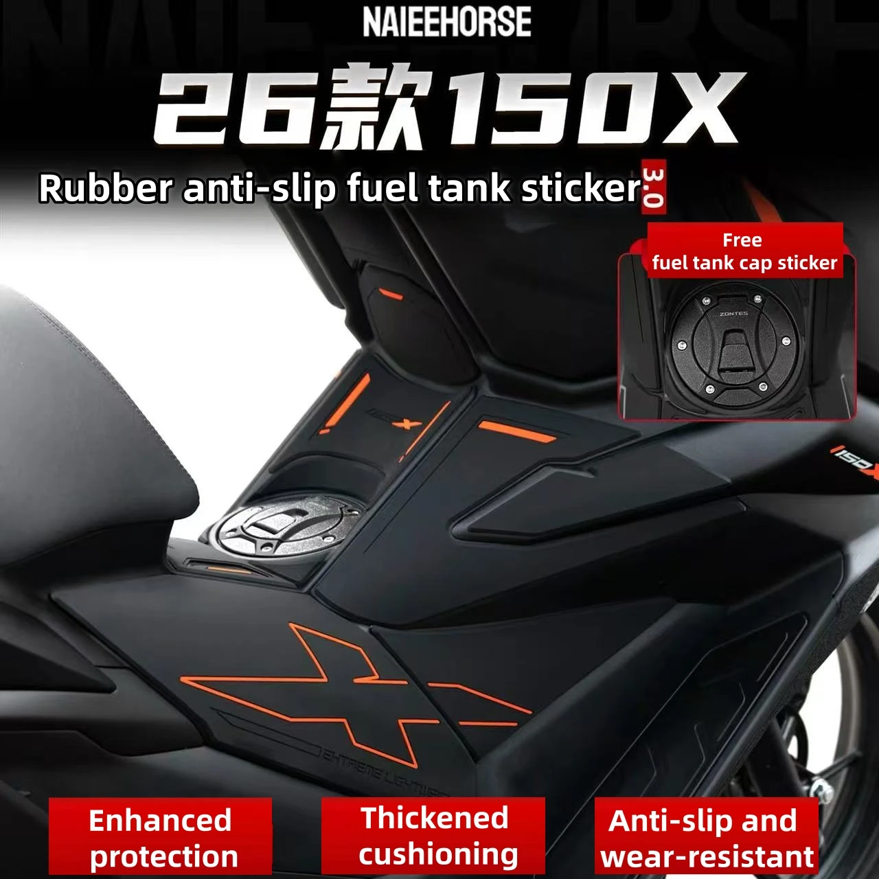 FOR ZONTES 150X Modification Parts: Fuel Tank Sticker, Body Scratch-Resistant Thick Rubber Protective Film - Image 2