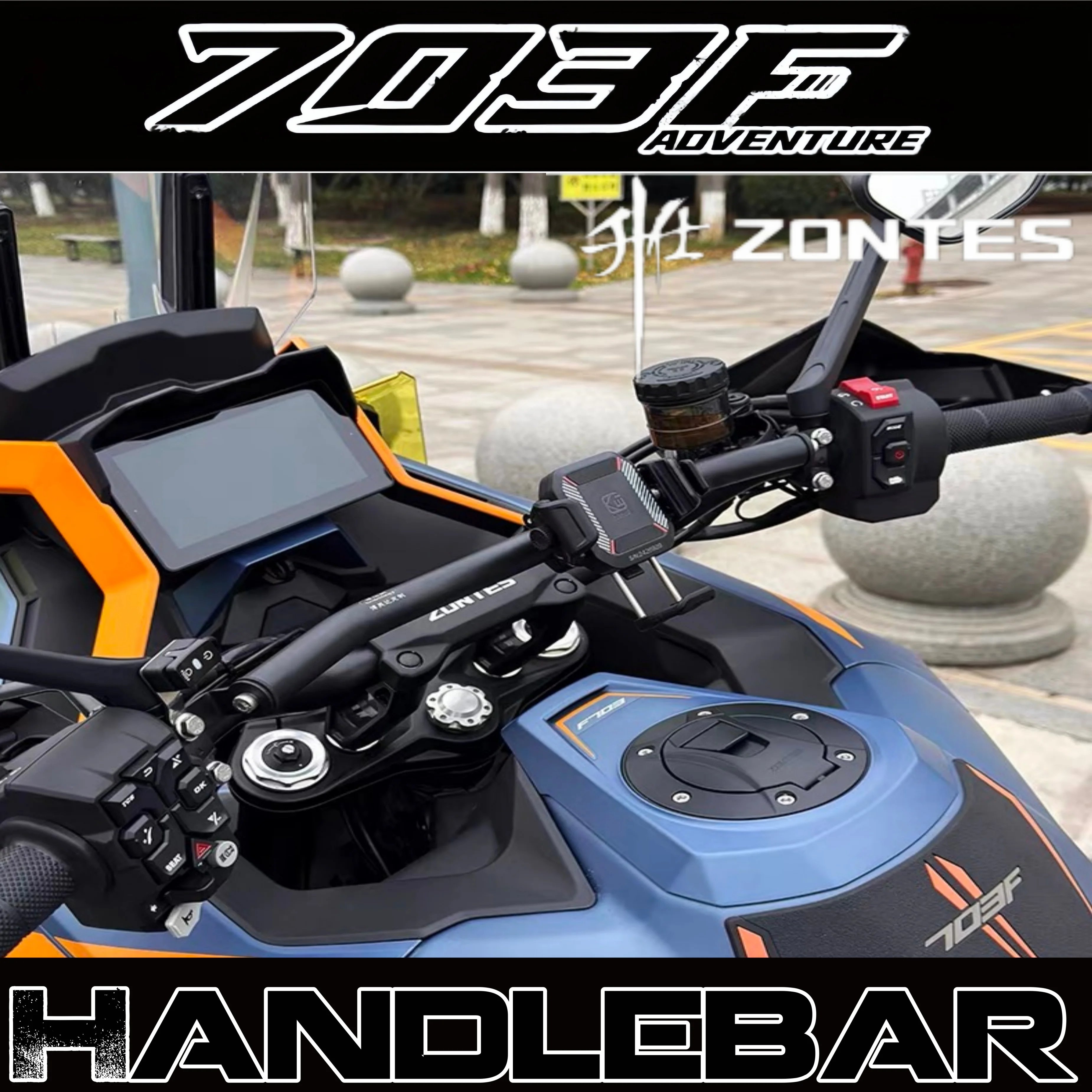 FOR ZONTES 703F Modified Handlebar Motorcycle Phone Holder Headrest Extender Navigation Mount