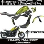 FOR ZONTES 125C/C2 (Yellow): Front fender lower fairing, panel trim cover, headlights, turn signals, left and right brackets.