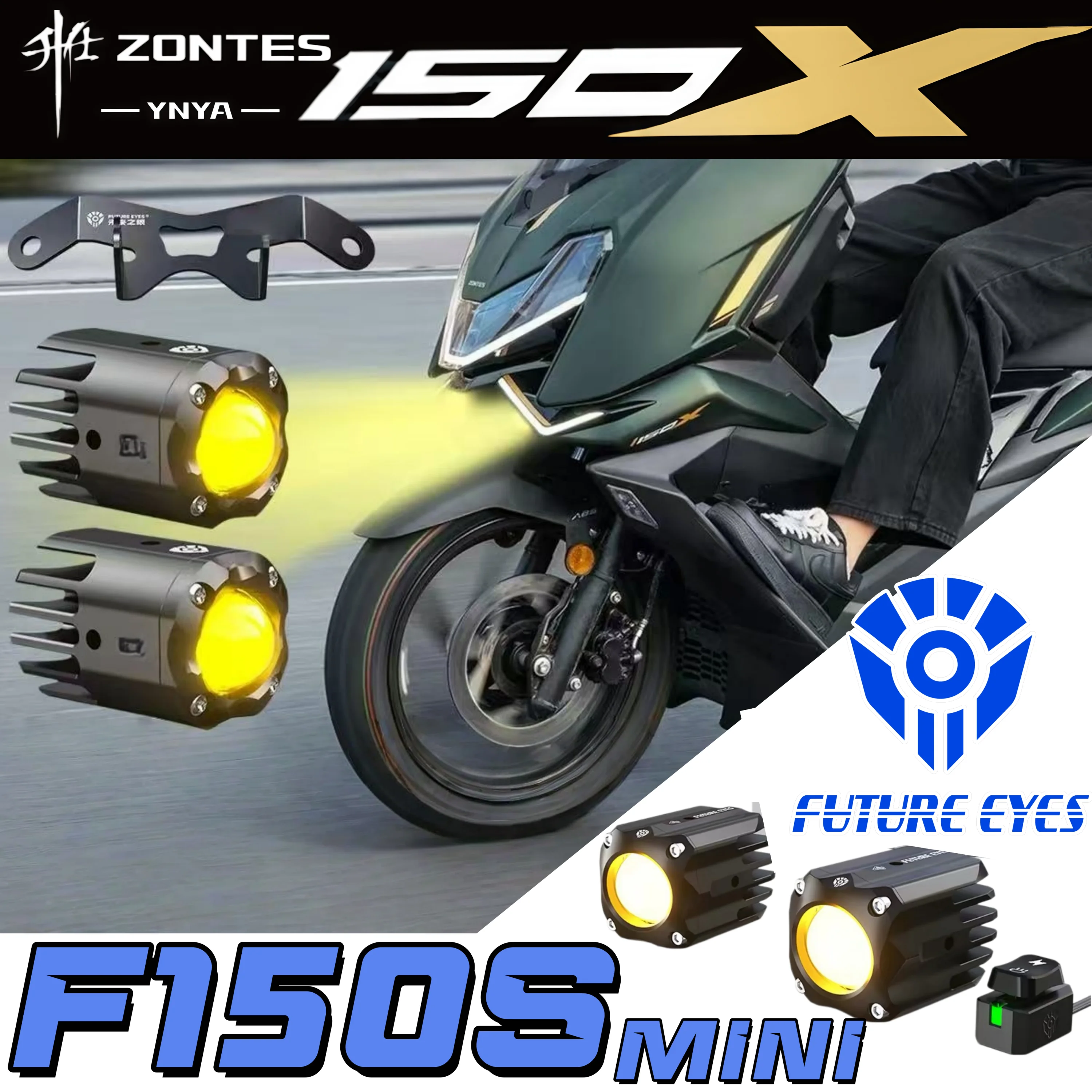 FOR ZONTES 125X150X F150-S Concealed Motorcycle Led Driving Lights Spotlight Small Size High-power 60W Superbright Lamps Front Fog