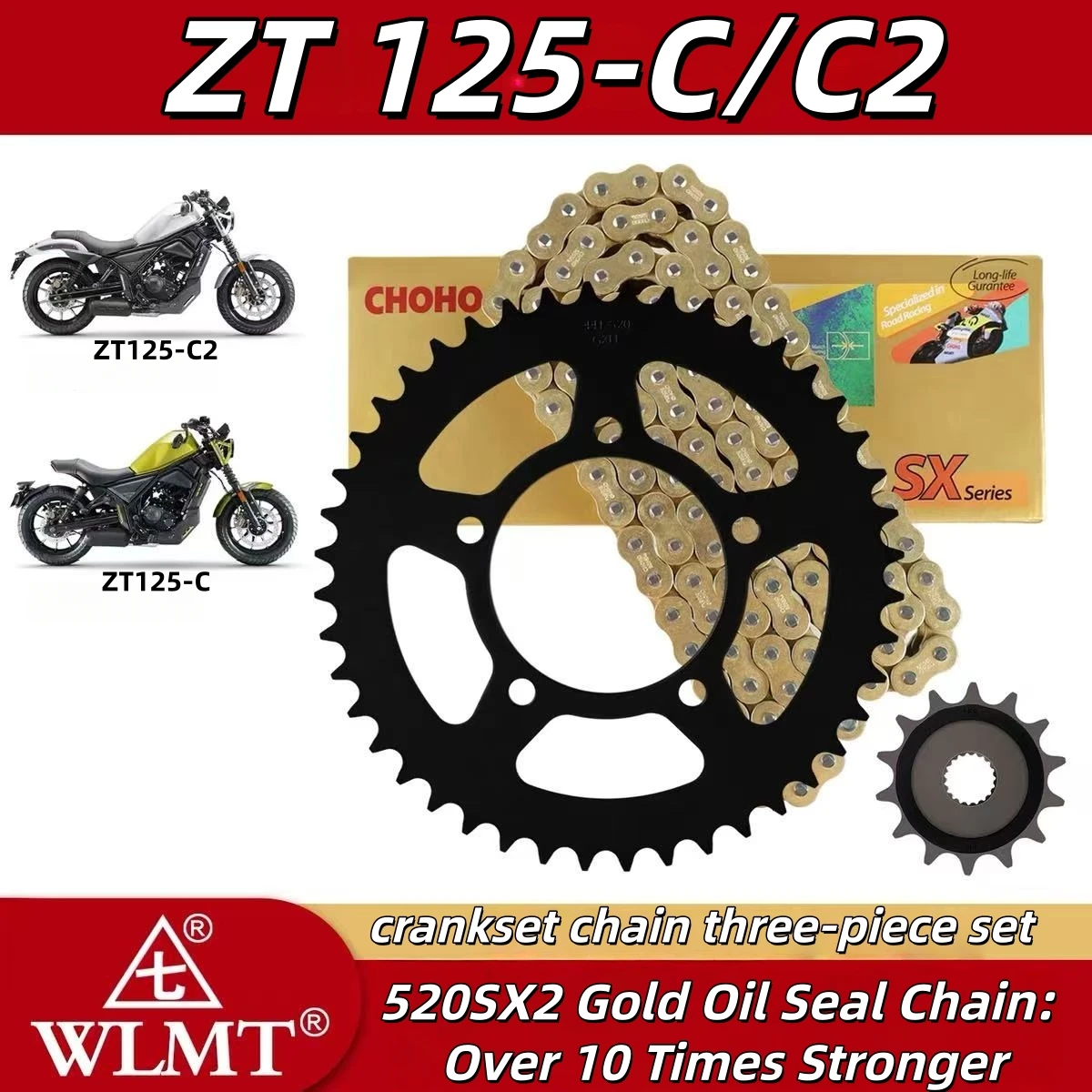 FOR ZONTES 125C ZT125C2 large motorcycle small chainring sprocket sprocket three-piece set with oil seal chain - Image 4