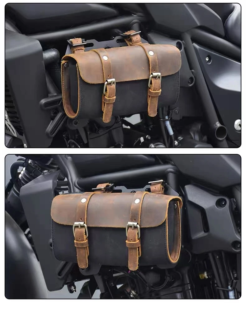 For Kawasaki Eliminator 500 modified retro front side tactical hanging board canvas side bag tool bag hanging bag bracket access - Image 4