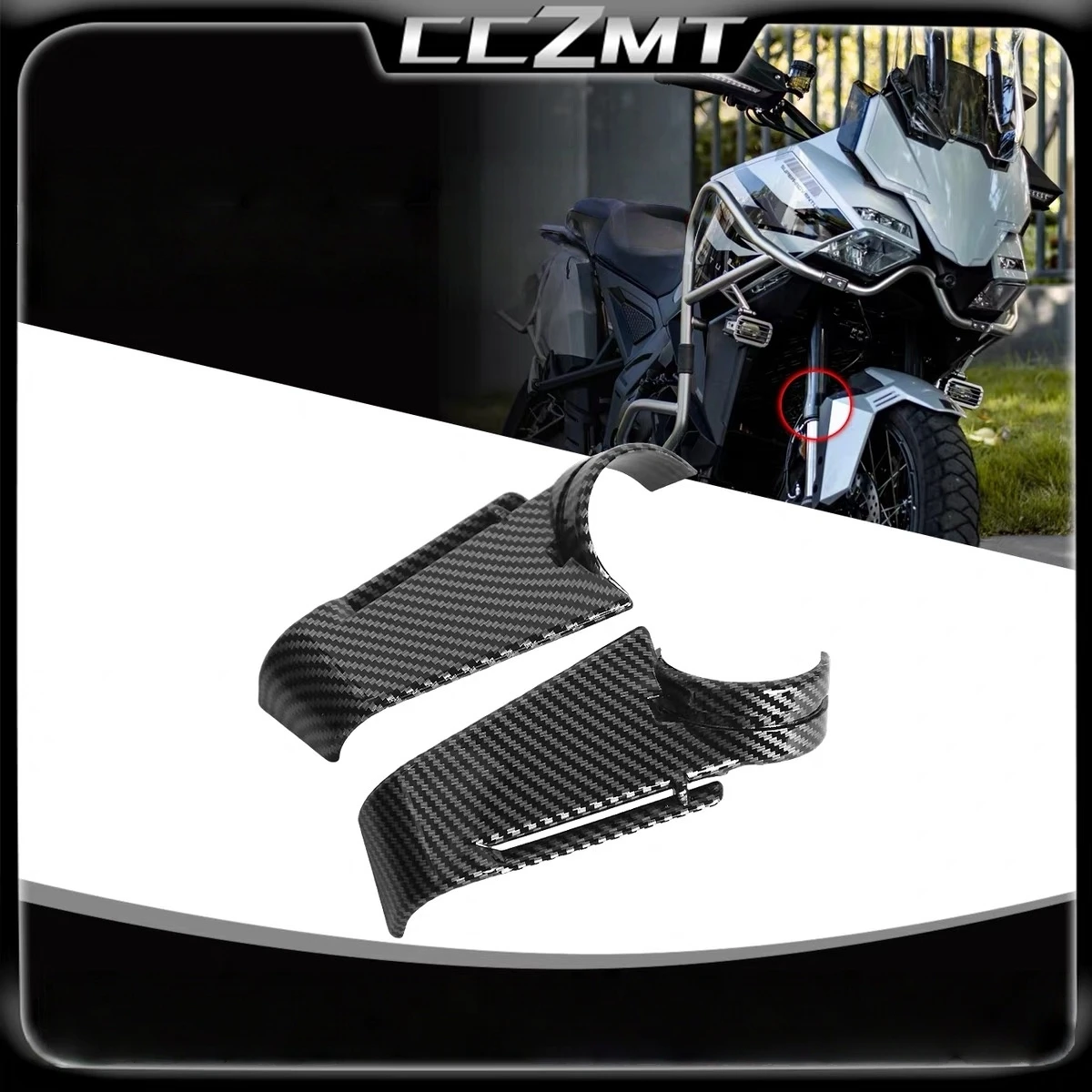 FOR ZONTES 703F front shock absorber winglet racing carbon fiber textured side wings non-destructive modification - Image 2