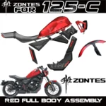 FOR ZONTES 125C/C2 (Red): Front fender lower fairing, panel trim cover, headlights, turn signals, left and right brackets.