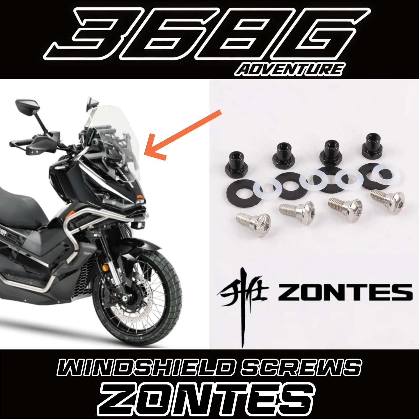 FOR ZONTES 368G Windshield Mounting Screws, Nuts, Washers, Nylon Pads, Windshield Installation Accessories