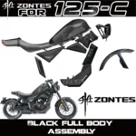 FOR ZONTES 125C/C2 (Black): Front fender lower fairing, panel trim cover, headlights, turn signals, left and right brackets.