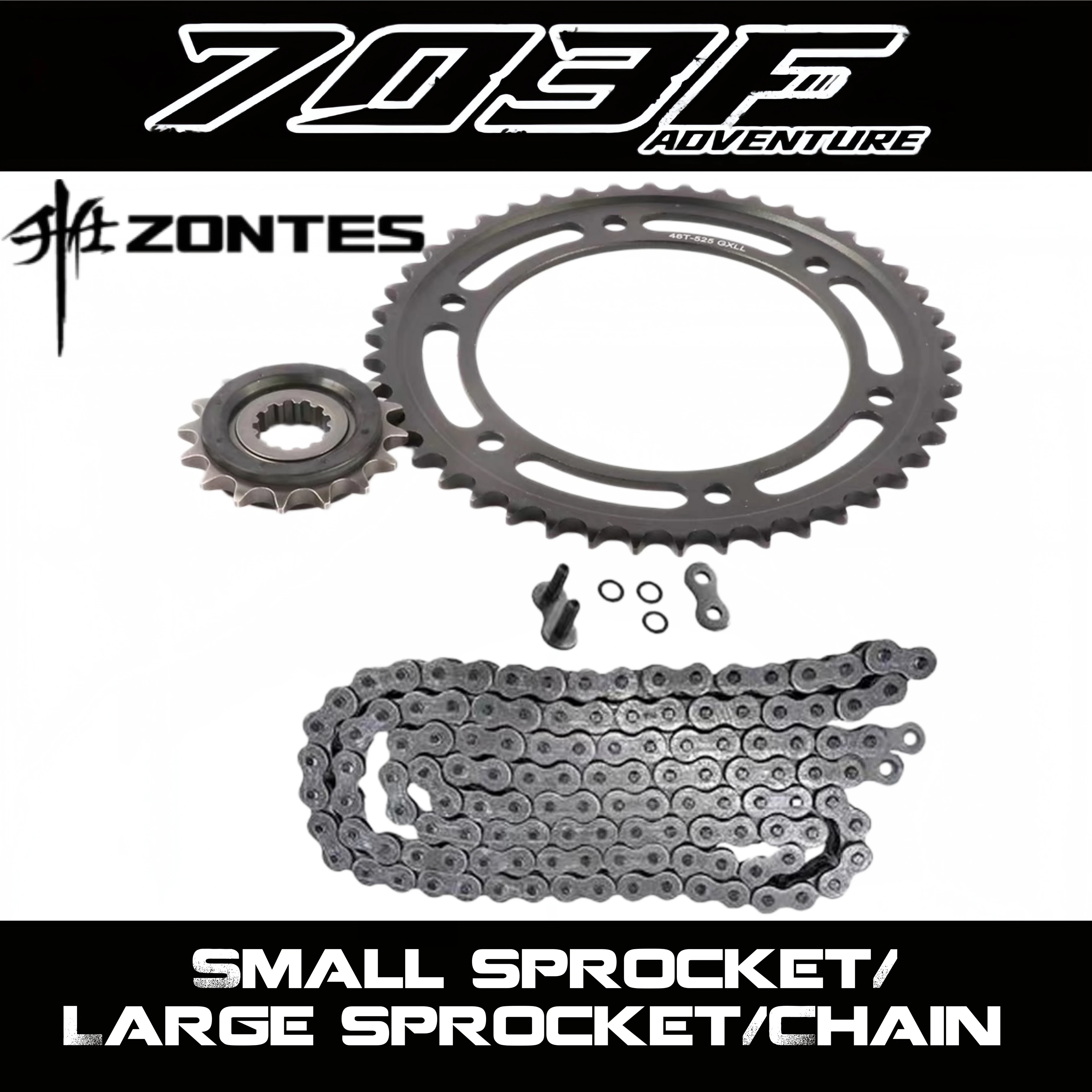 FOR ZONTES 703F modified chain set, sprockets and chainrings, wear-resistant chain with oil seals, 525 chain set accessories.