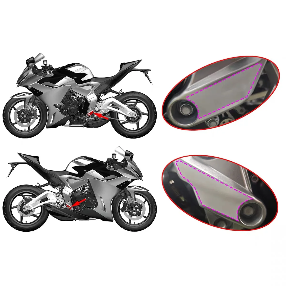 Decals for ZONTES 703RR/703R sportbike frames (left and right sides), and anti-abrasion decals for the lower part of the 703R st - Image 5