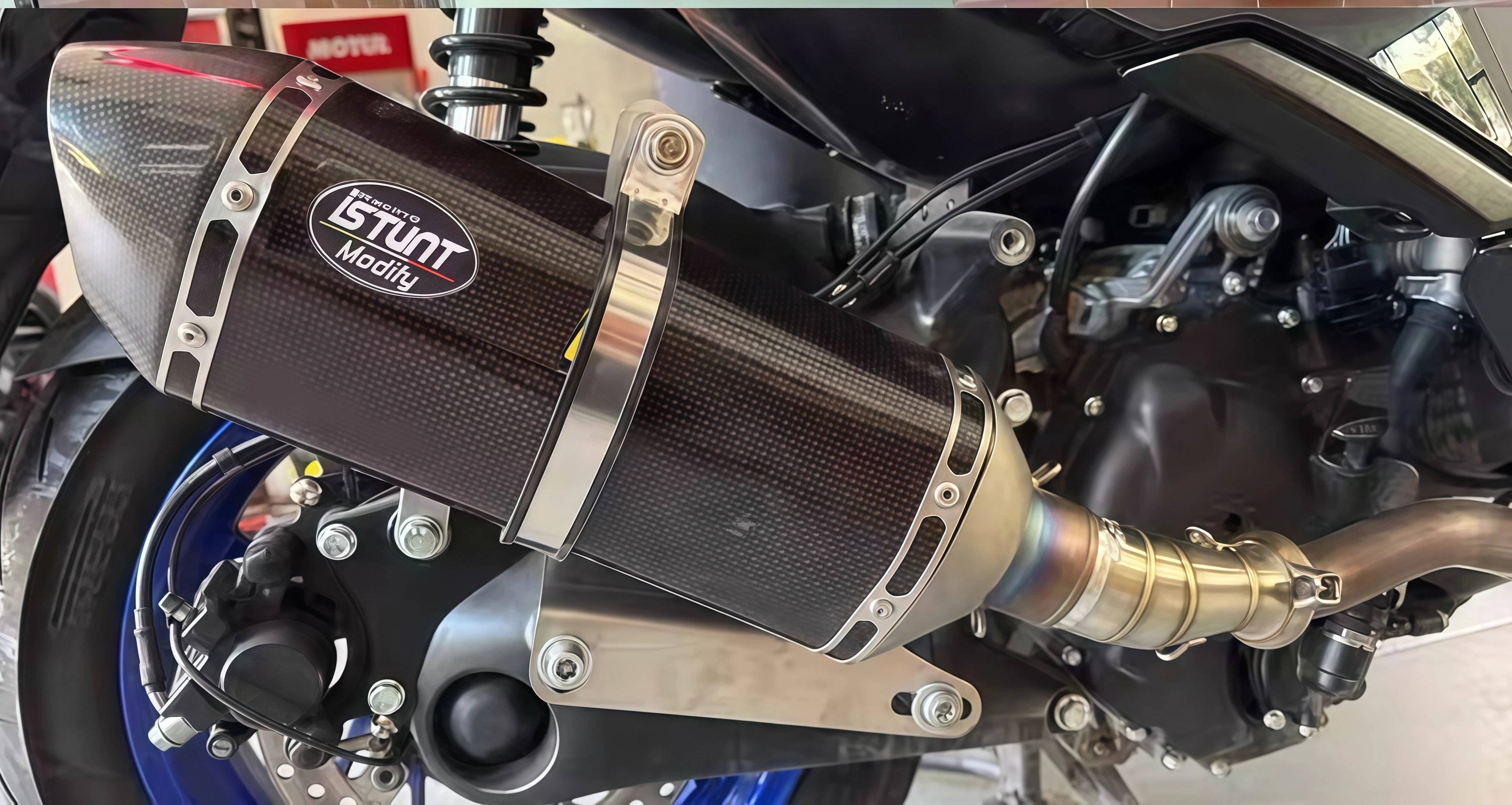 For ZONTES 368G modified exhaust pipe full stainless steel front section AK carbon fiber tail section - Image 5