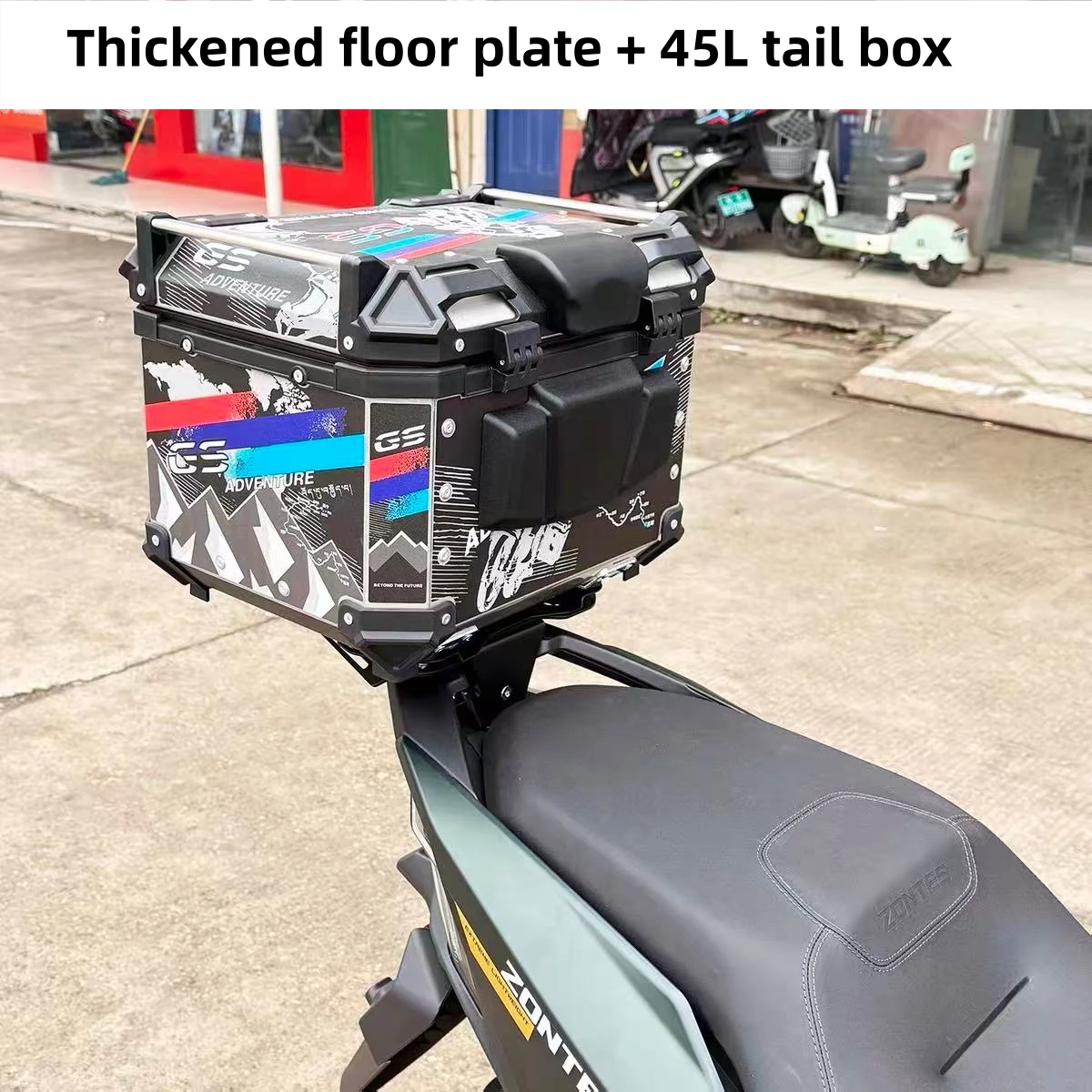 For Zontes 150X — Modified Rear Cargo Rack & Top Case Base Plate (Thickened); Includes ZT150T-X Top Case Mounting Bracket parts - Image 6