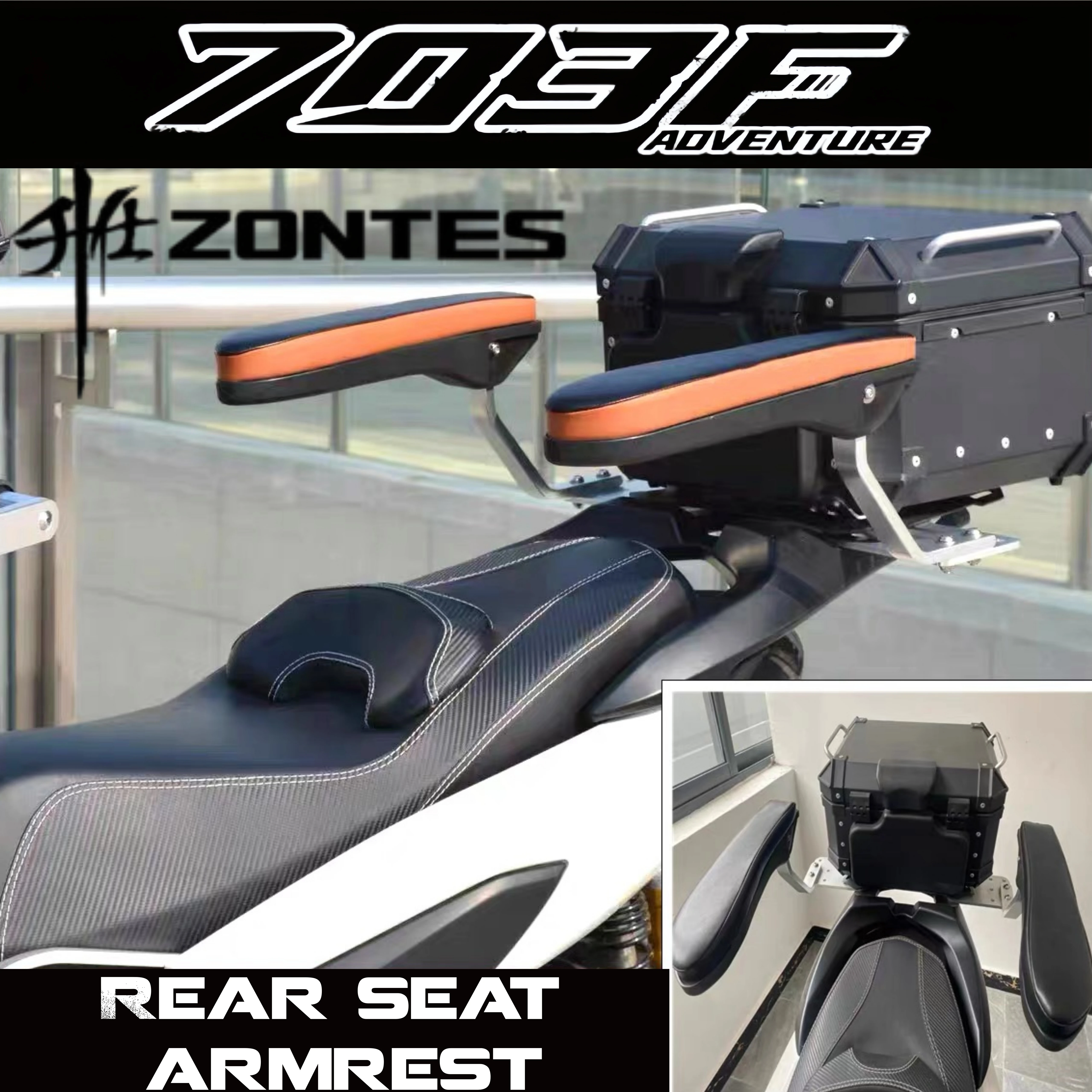 FOR ZONTES 703F 703T modified scooter rear seat grab handle, foldable aluminum alloy, universal.