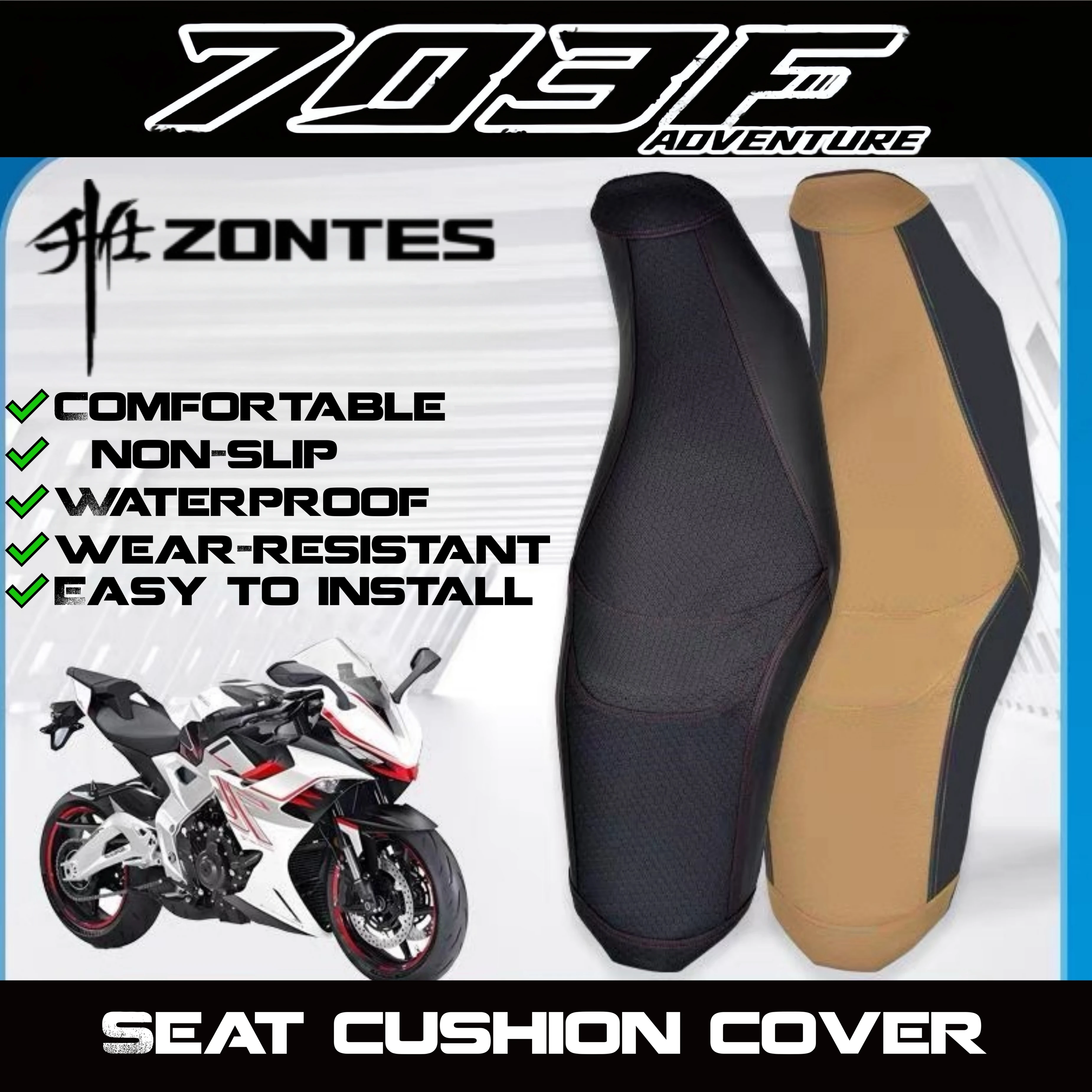 FOR ZONTES 703F Seat Cover for Rally Bikes: Anti-slip, Wear-resistant, Sun-protective Seat Cover Accessories