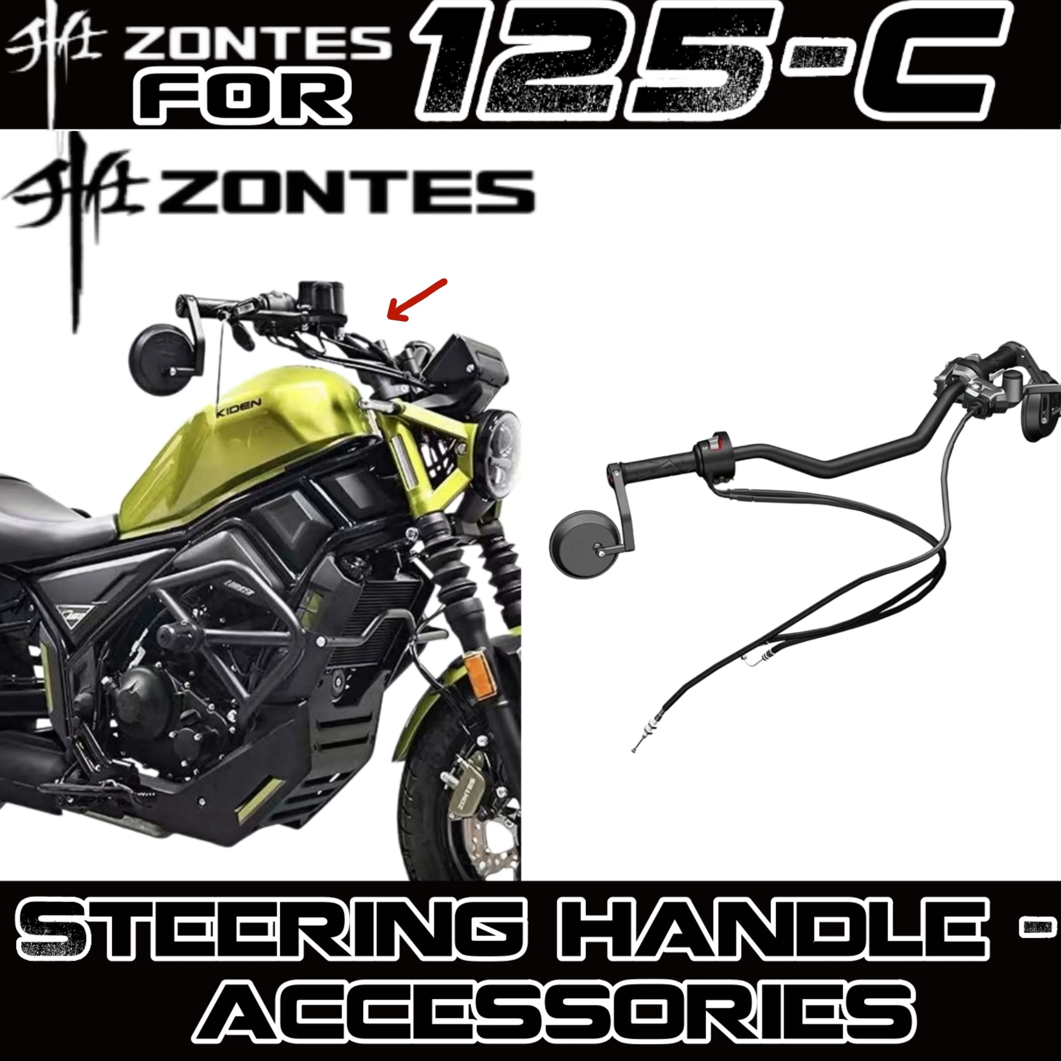 FOR ZONTES 125C Motorcycle New Style Handrail, Left and Right Rearview Mirror Switch, Throttle,Throttle, Clutch, and Accessories