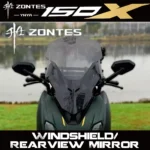 FOR ZONTES 150X windshield modification parts: Original rearview mirror moved forward to mimic the FORZA style windshield.