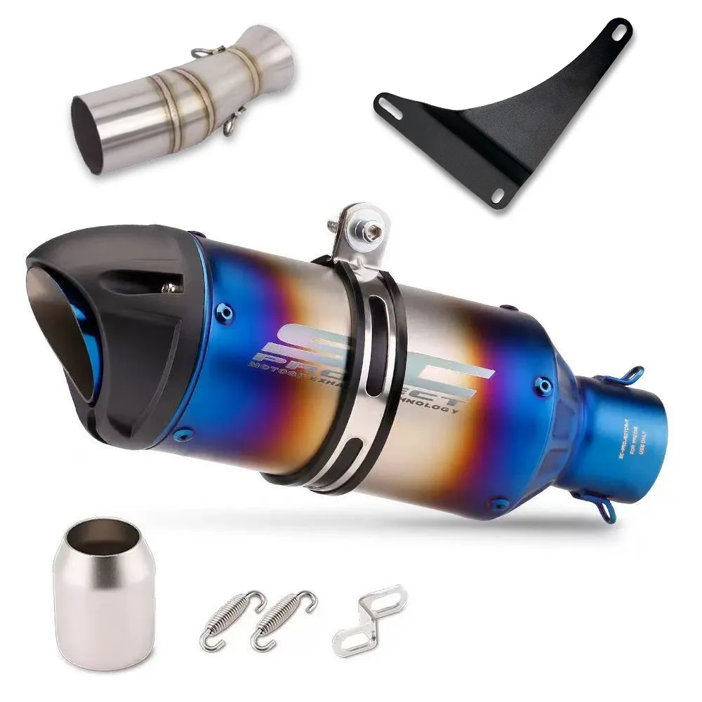 For ZONTES 368G modified exhaust pipe full stainless steel front section AK carbon fiber tail section - Image 6