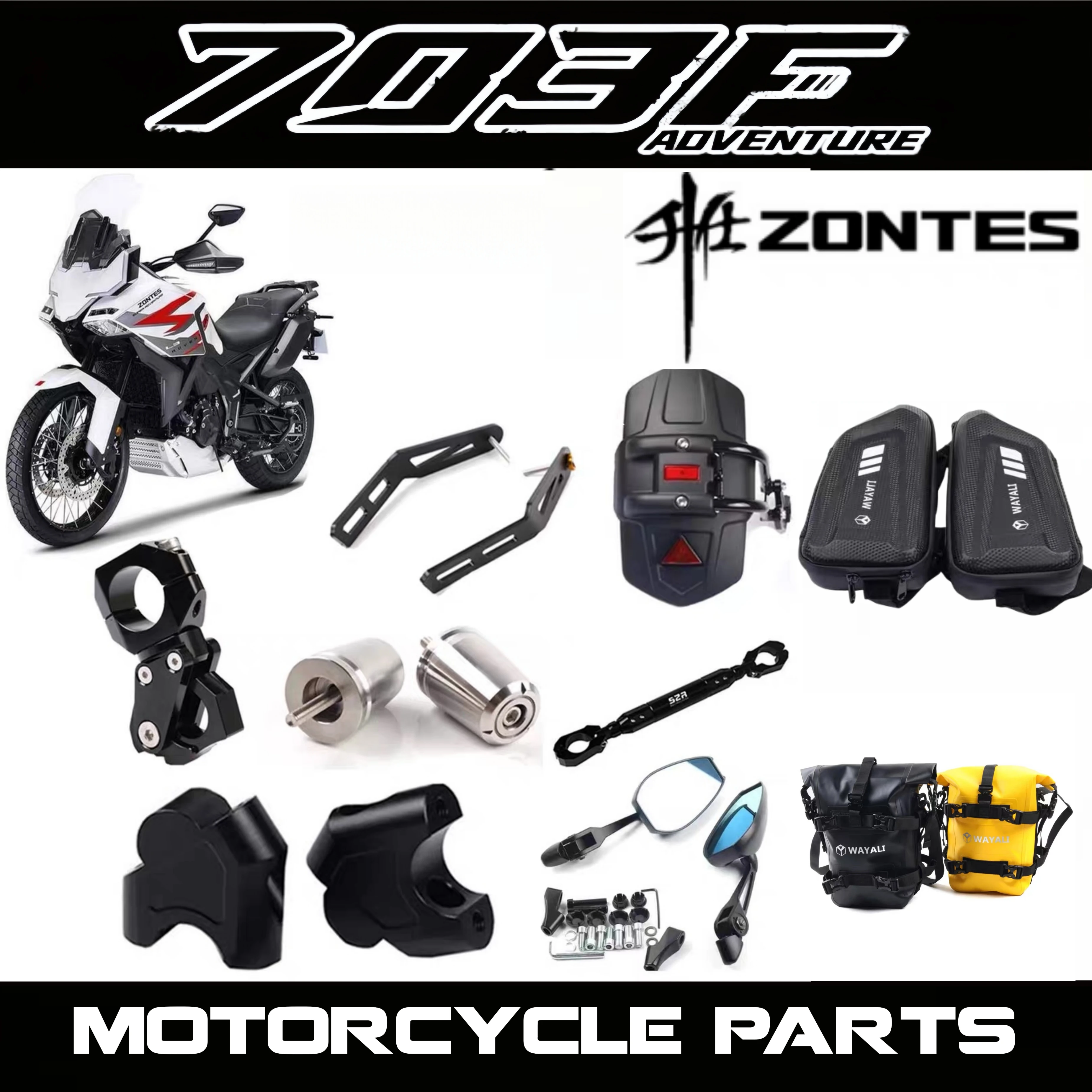 FOR ZONTES 703F Modified Motorcycle Parts: Bumper Bag, Rear Fender, Horn Handguards, Fuel Tank Bag