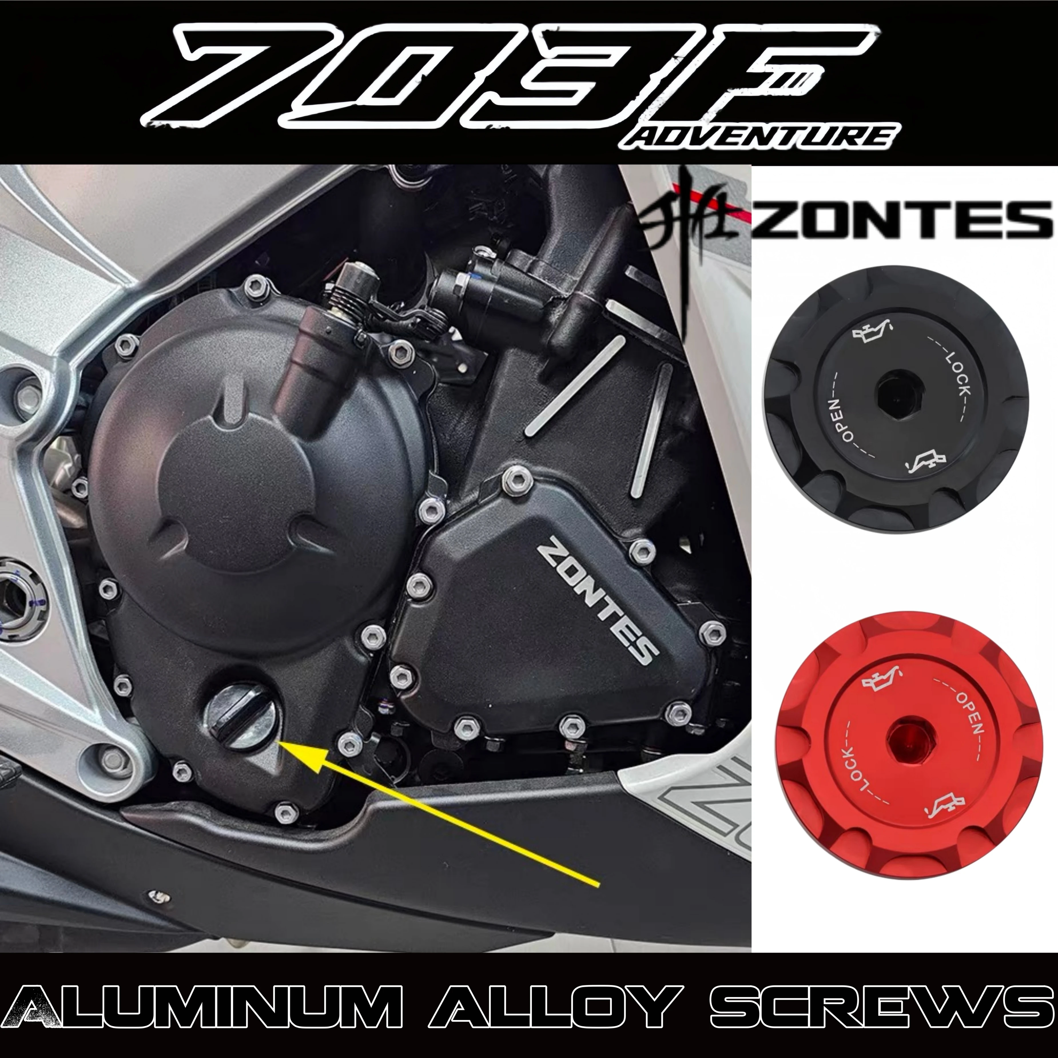 FOR ZONTES 703RR/R ZT703F/T Modified Oil Filler Hook Plug Anti-theft and Anti-pry Aluminum Alloy Decorative Screw