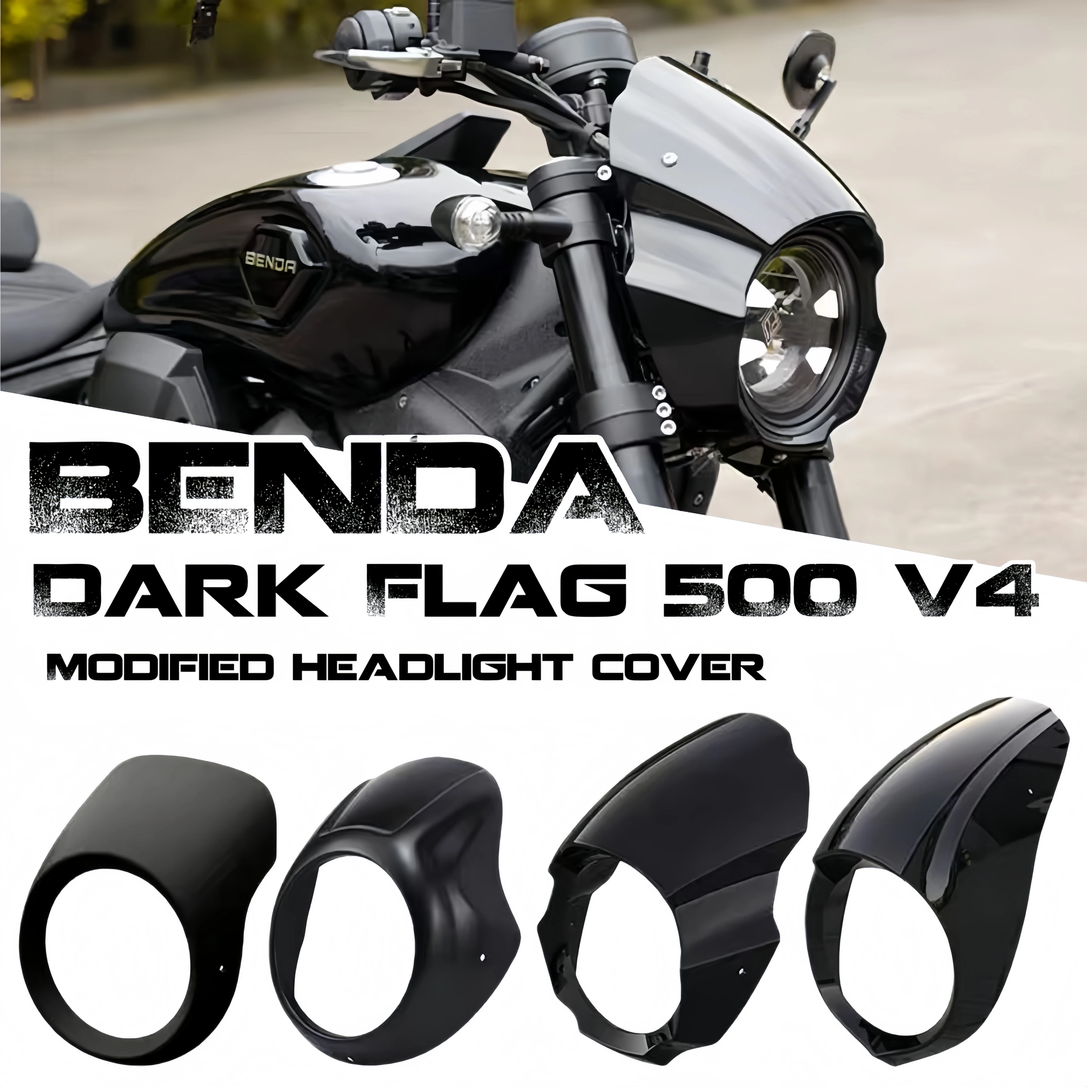 FOR BENDA Dark Flag 500 v4 BD 500 BD500 500 motorcycles Round ABS plastic headlight fairing and windshield cover lossless