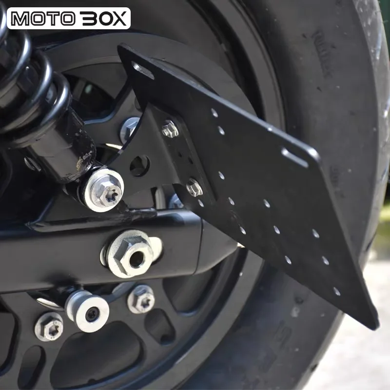 For QJMOTOR SRV250 300 350VS modified left license plate frame short tail retro folding license plate bracket accessories - Image 2
