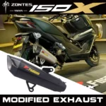 FOR ZONTES 150X/175X Exhaust Modification: Enlarged Front Straight-Through, Semi-Backpressure, Full Carbon Fiber System