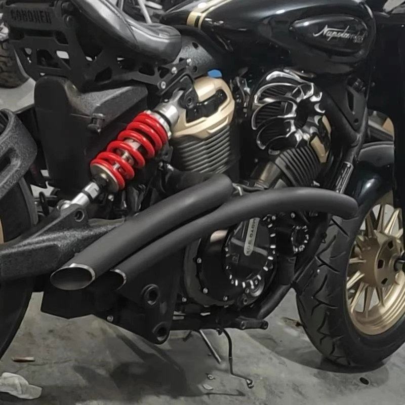 For Napoleonbob500 BENDA modified retro sweeping exhaust pipe two-out-two straight-row full section accessories lossless direct - Image 5