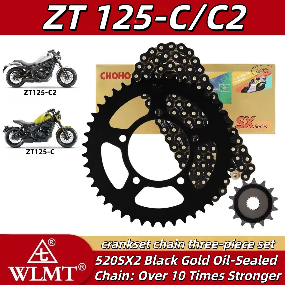 FOR ZONTES 125C ZT125C2 large motorcycle small chainring sprocket sprocket three-piece set with oil seal chain - Image 5