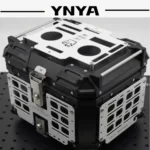 Universal motorcycle trunk expansion kit with tactical panel mounting tools, camping equipment, coffee cup holder