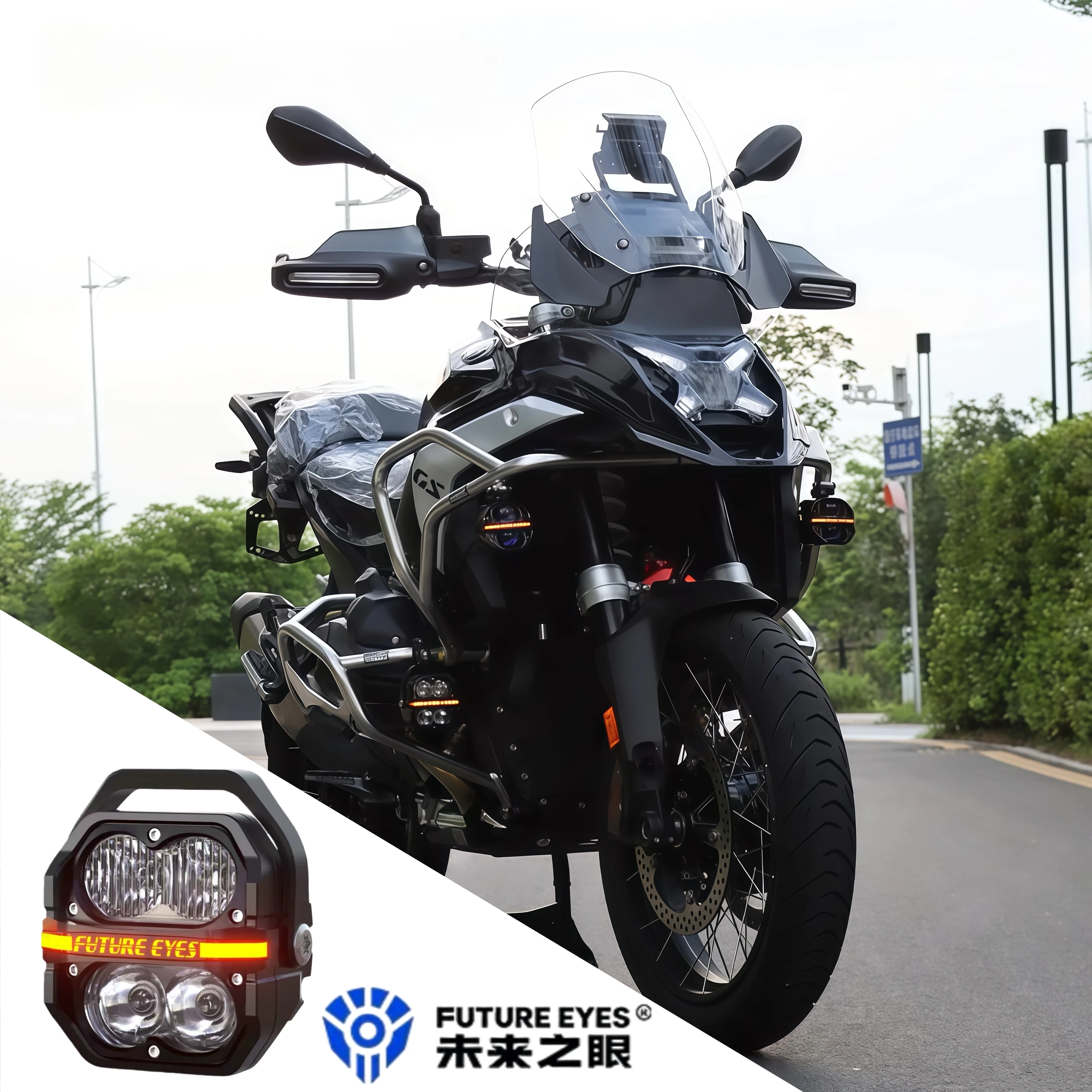 FUTURE EYES Z4 Motorcycle Floodlight LED Spotlight Super Bright Floodlight Through Running Lights with Wired Backlight Switch - Image 3