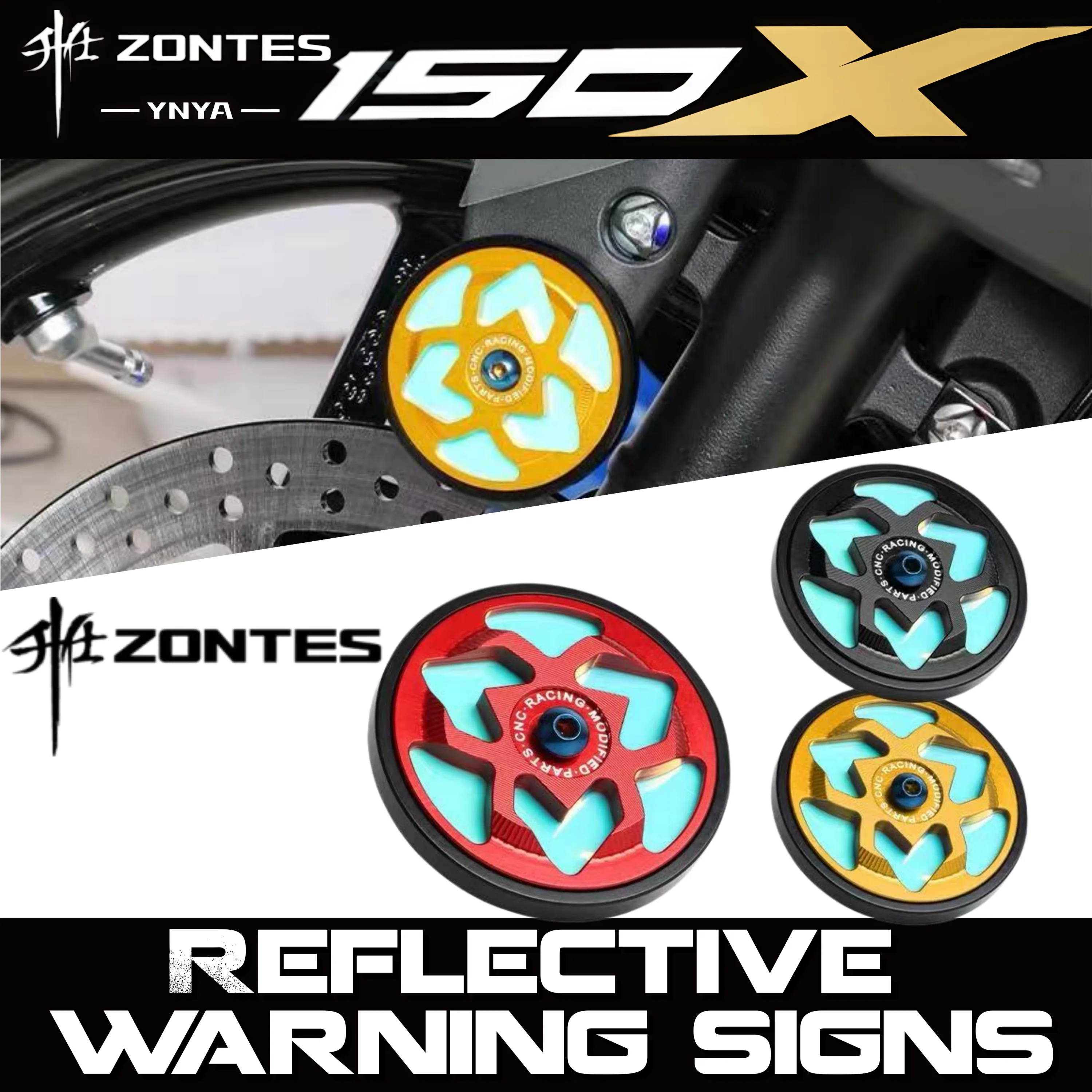 FOR ZONTES 150X modified luminous reflective sign night driving warning sign aluminum alloy body reflector accessories