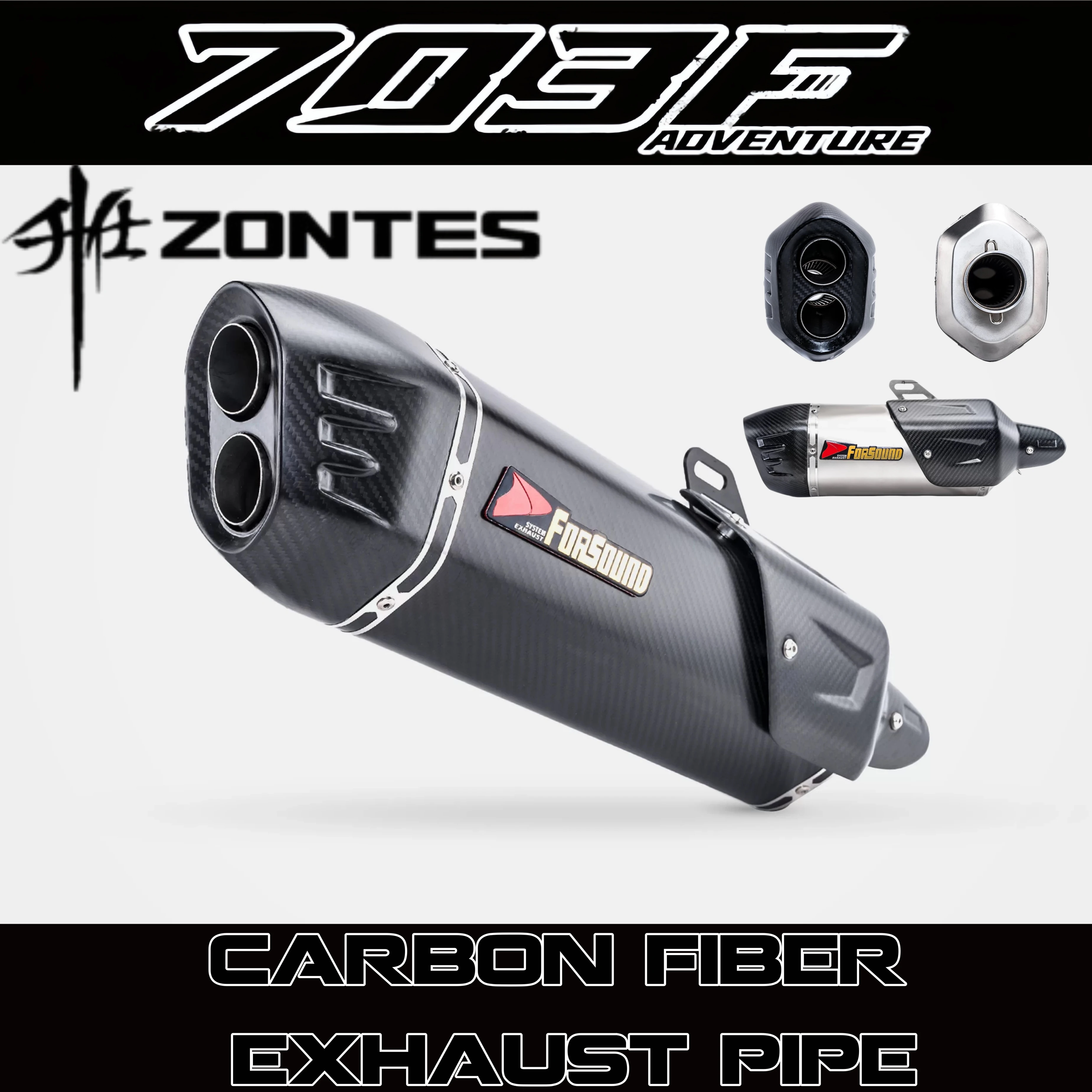 FOR ZONTES 703F motorcycle exhaust pipe 51mm shield modified carbon fiber tail section