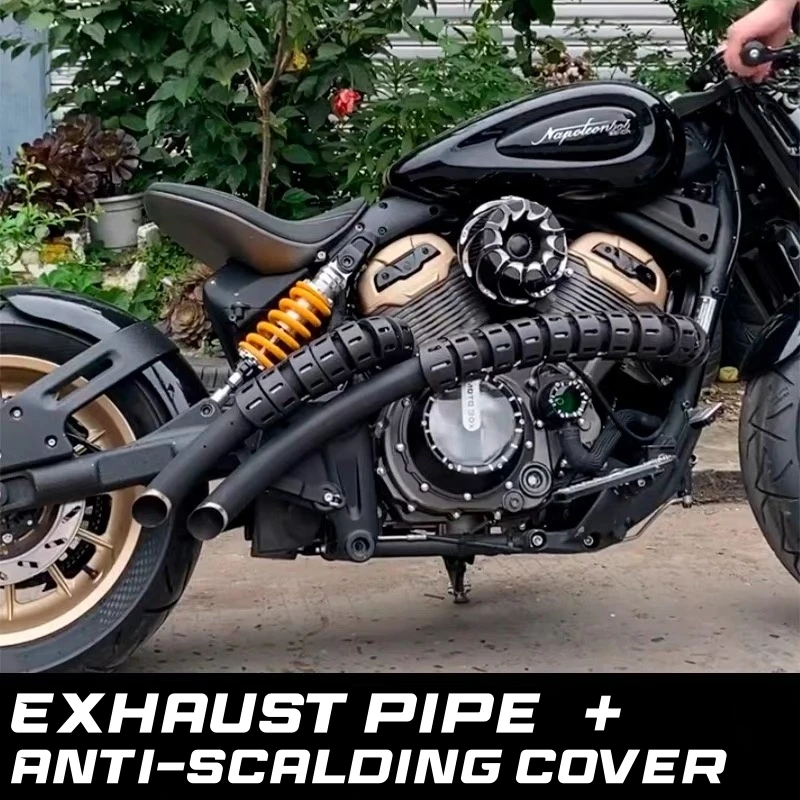 For Napoleonbob500 BENDA modified retro sweeping exhaust pipe two-out-two straight-row full section accessories lossless direct - Image 3