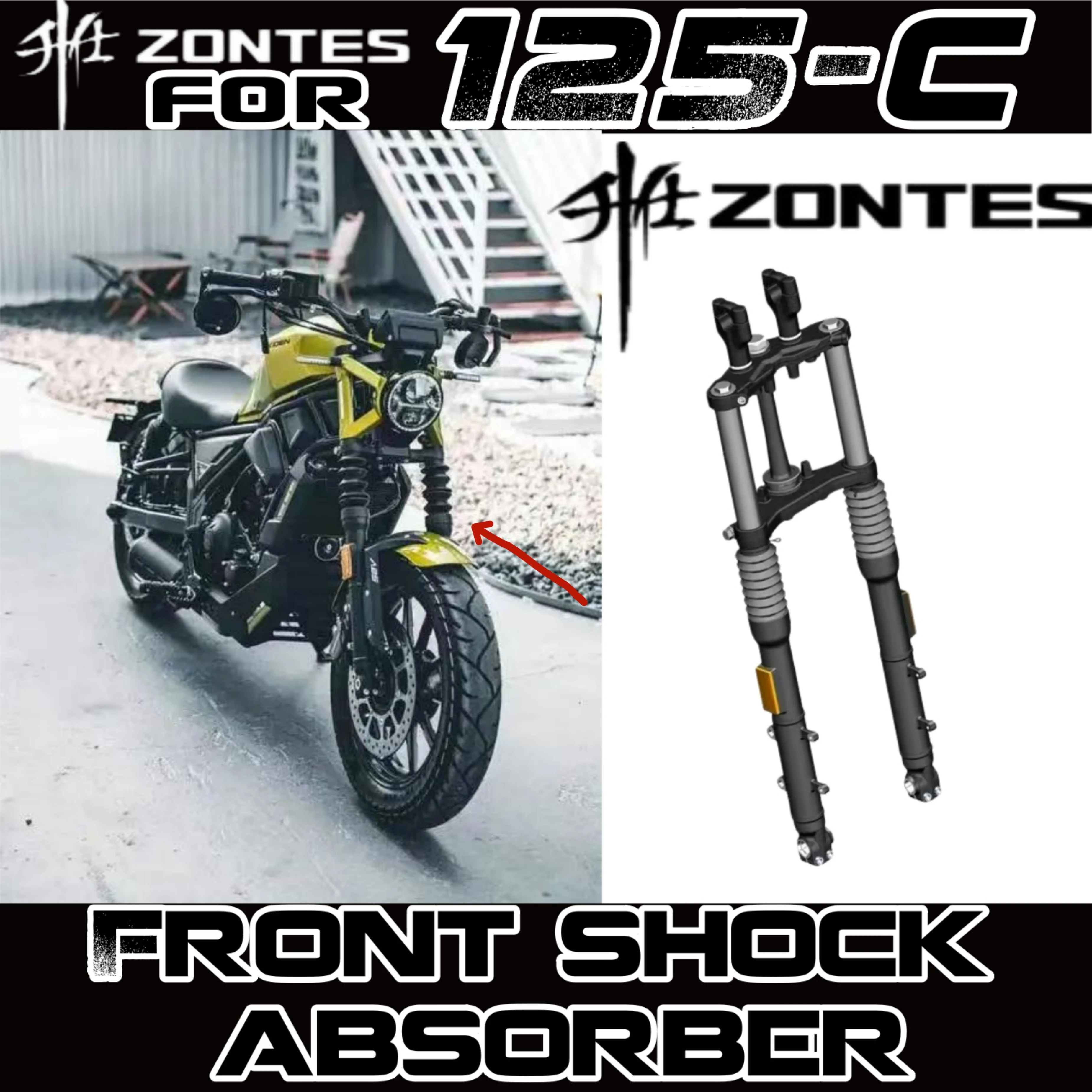 FOR ZONTES 125C front shock absorber, steering column, 150C headstock, thrust bearing, front shock absorber upper link plate
