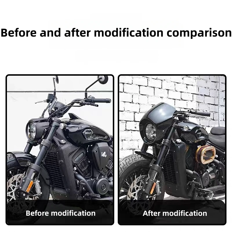 FOR BENDA Dark Flag 500 v4 BD 500 BD500 500 motorcycles Round ABS plastic headlight fairing and windshield cover lossless - Image 2