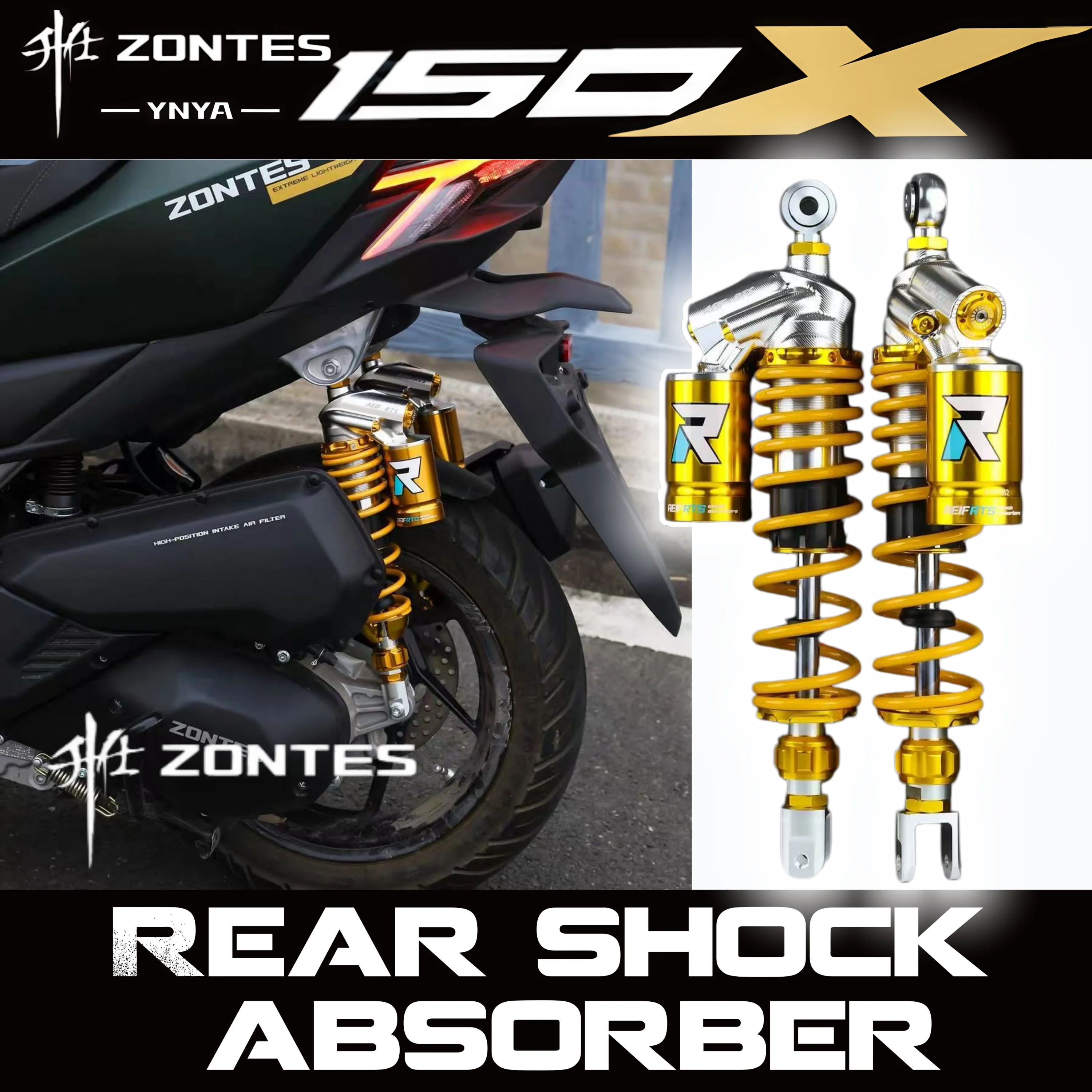 FOR ZONTES 150X / HONDA PCX160 modified with AEIF-RTS adjustable dual-damping rear shock absorbers