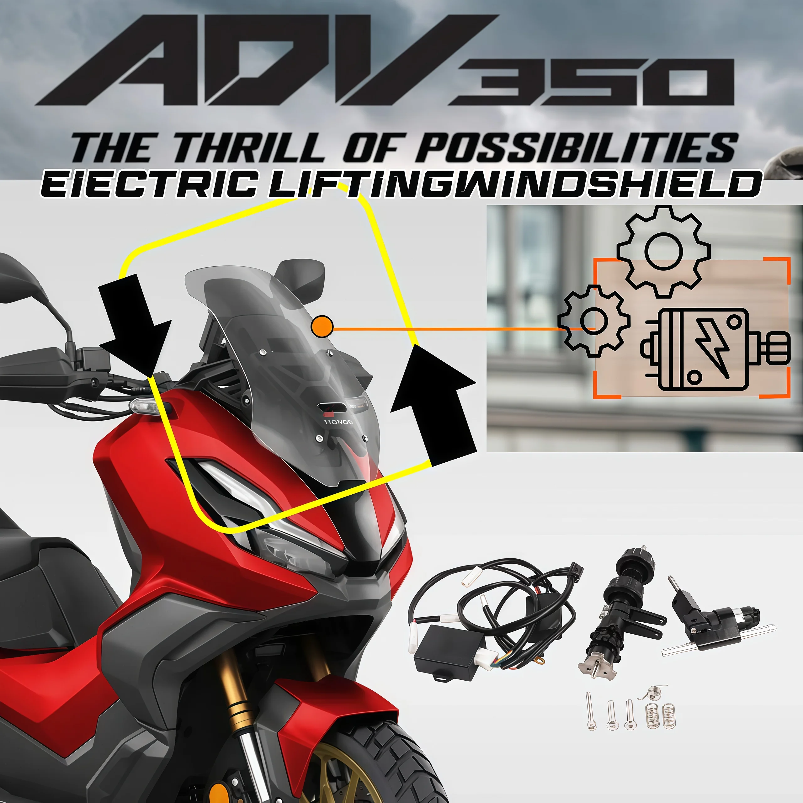 FOR HONDA ADV 350 modified electric lift windshield module modelsNon-destructive installation, original 350ADV 2024-2025 models