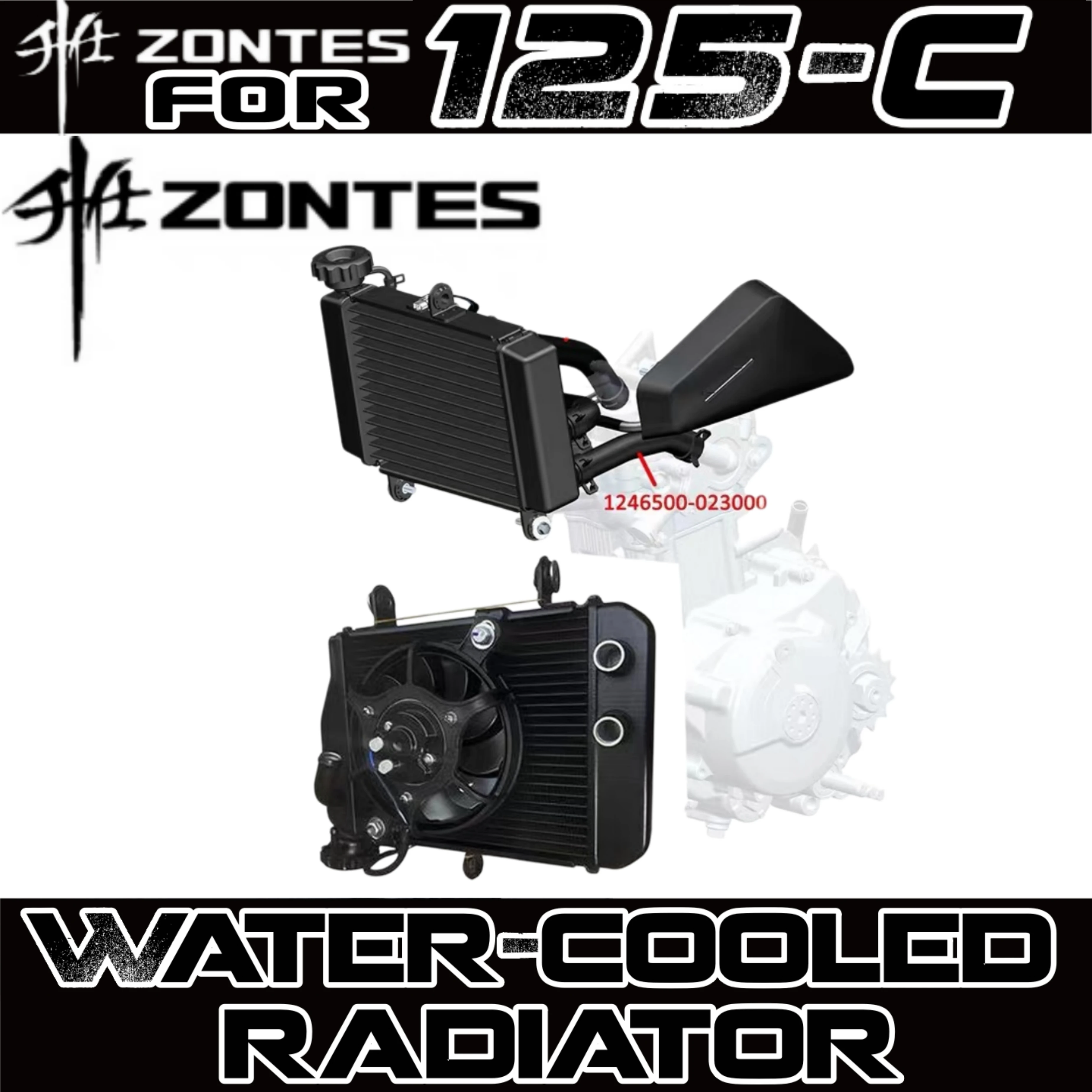 FOR ZONTES 125C Liquid Cooler Main Radiator, Auxiliary Radiator, Auxiliary Water Tank Decorative Cover,Motorcycle Original Parts