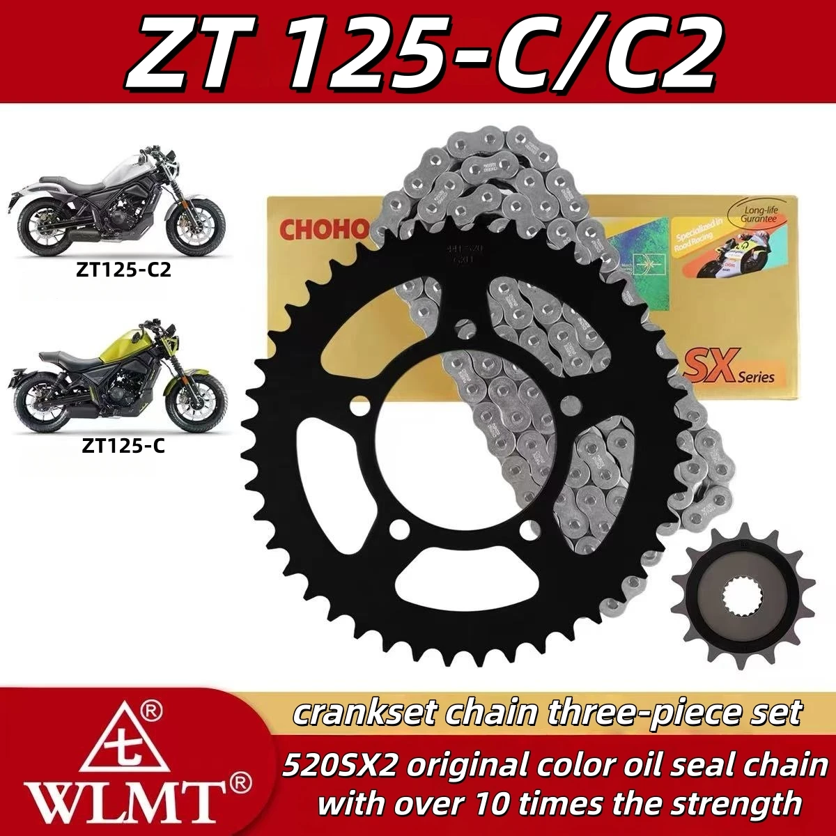 FOR ZONTES 125C ZT125C2 large motorcycle small chainring sprocket sprocket three-piece set with oil seal chain - Image 6