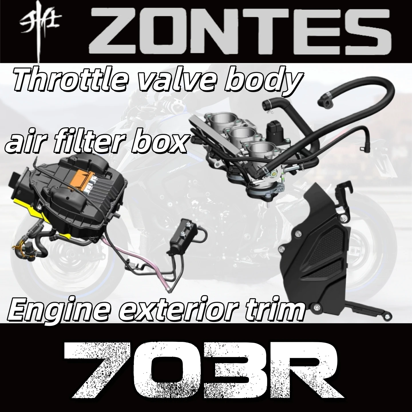 For ZONTES 703R gear shift plug bracket output sprocket guide plate engine trim cover carbon canister throttle valve air filter