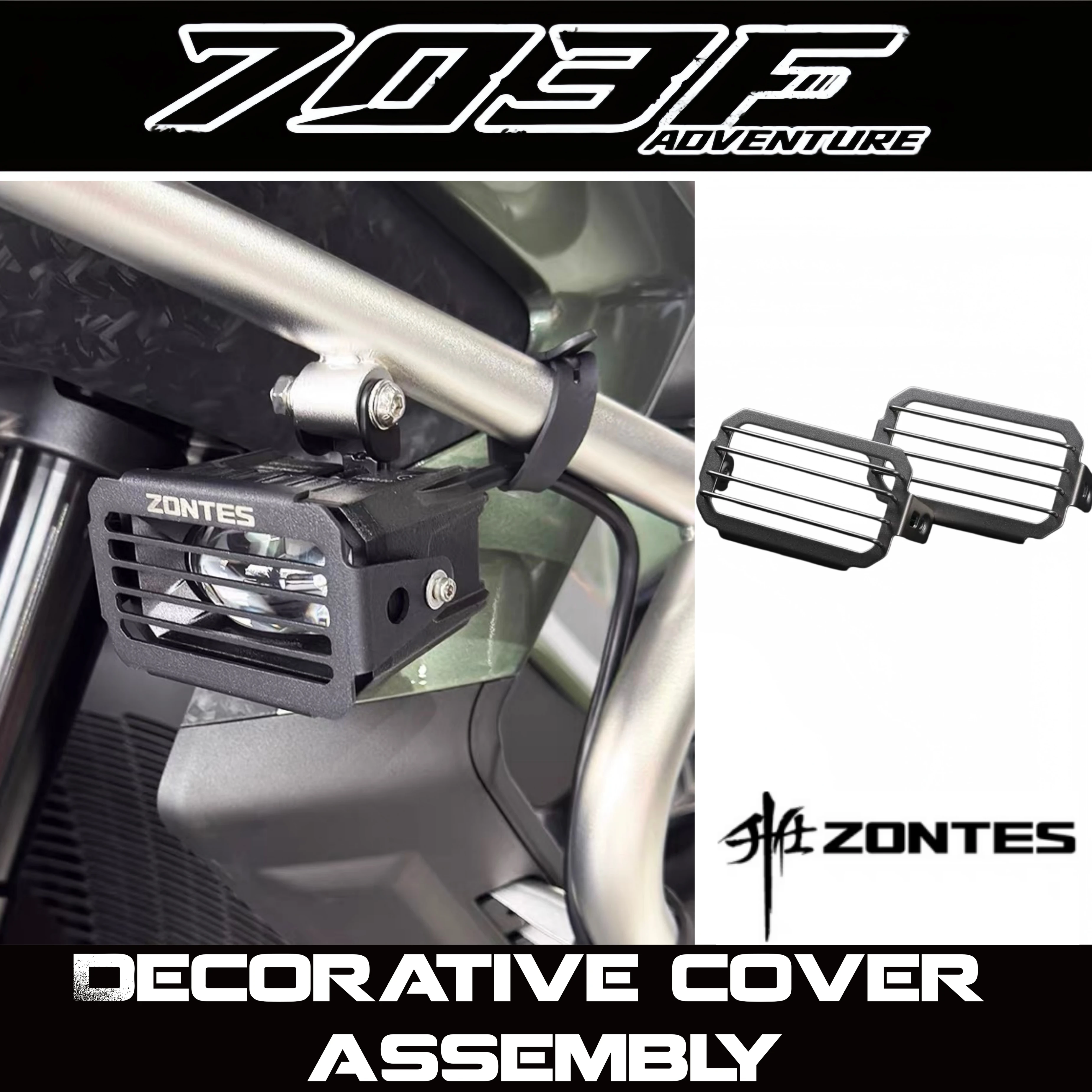 For ZONTES 703F front fog light trim cover, front fog light guardrail, 368G spotlight protector, stainless steel retrofit spotli
