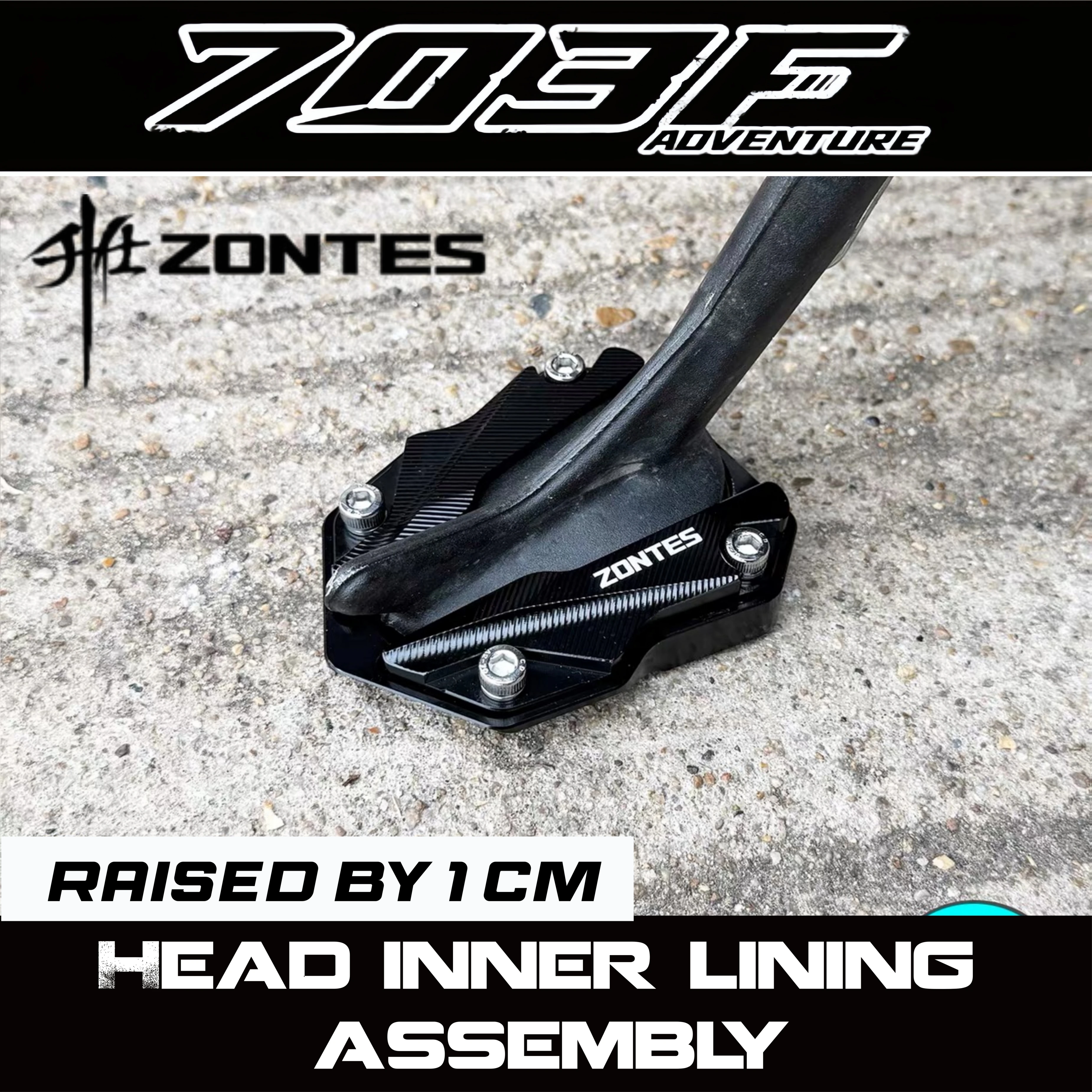 For ZONTES 2026 703F model, heightened and widened anti-slip side support pads/side feet for ZT703-F side bracket modification.