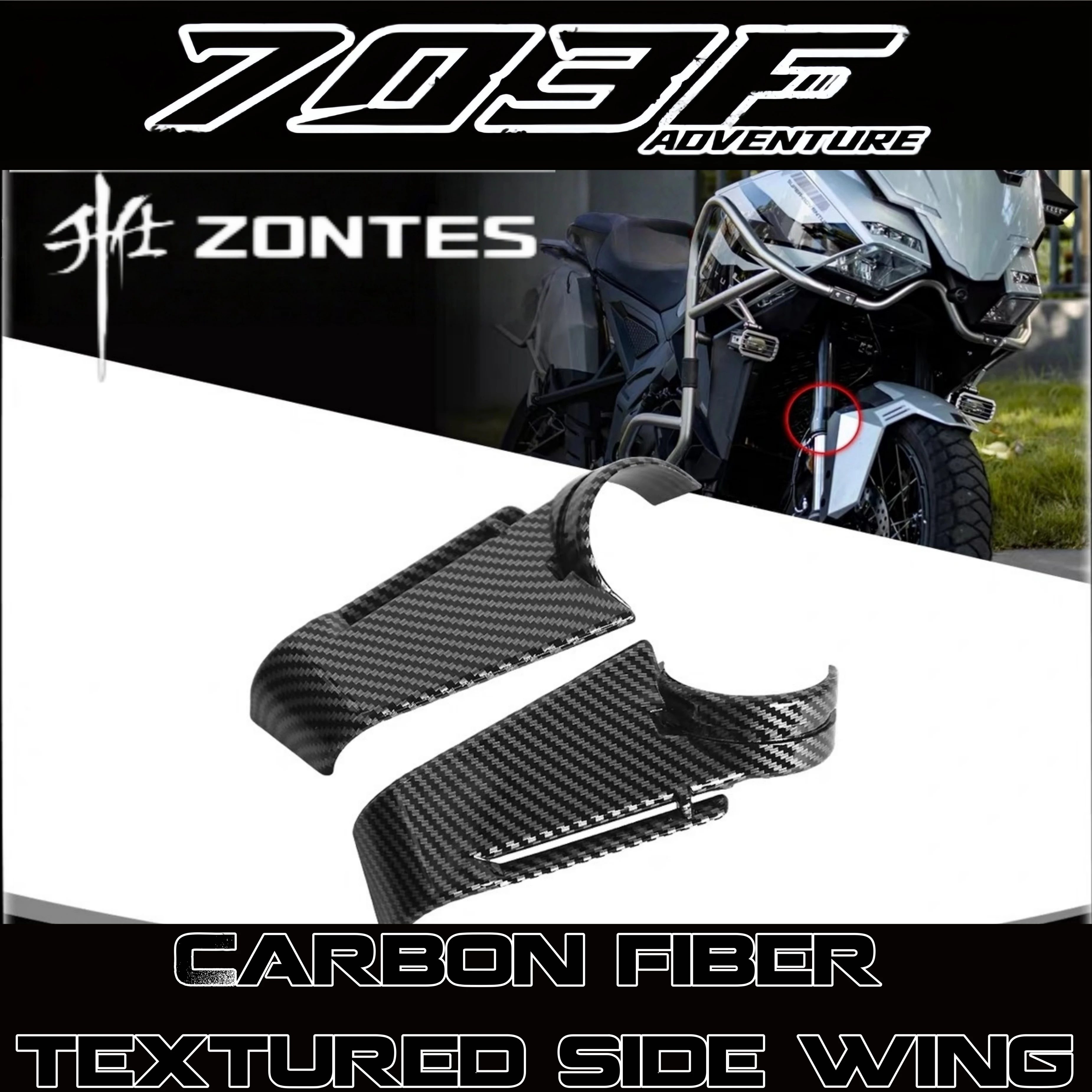 FOR ZONTES 703F front shock absorber winglet racing carbon fiber textured side wings non-destructive modification