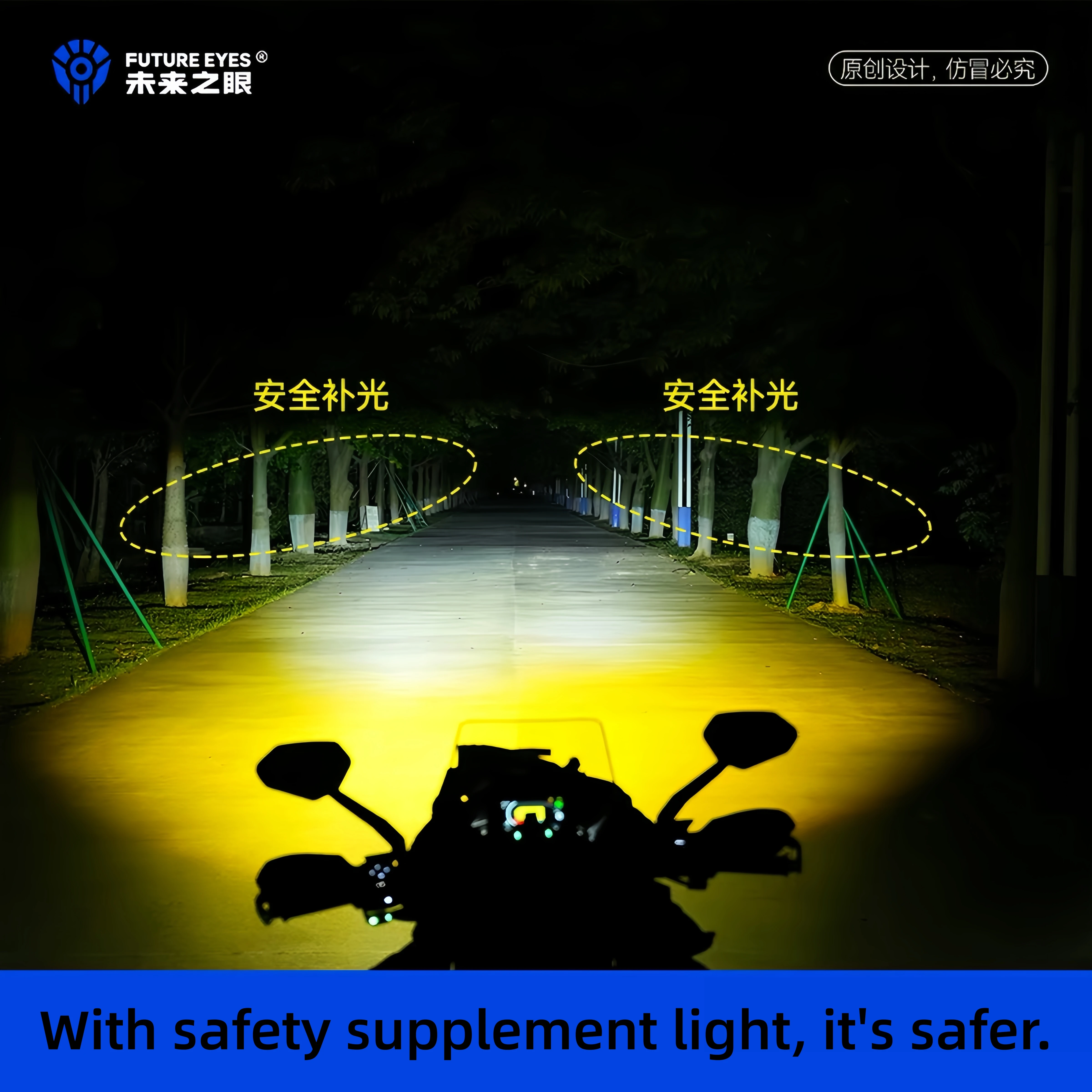 FUTURE EYES X100 Motorcycle LED Spotlights: Quick-release, Road Surface Lighting, High and Low Beam Cutoff, High Brightness - Image 3