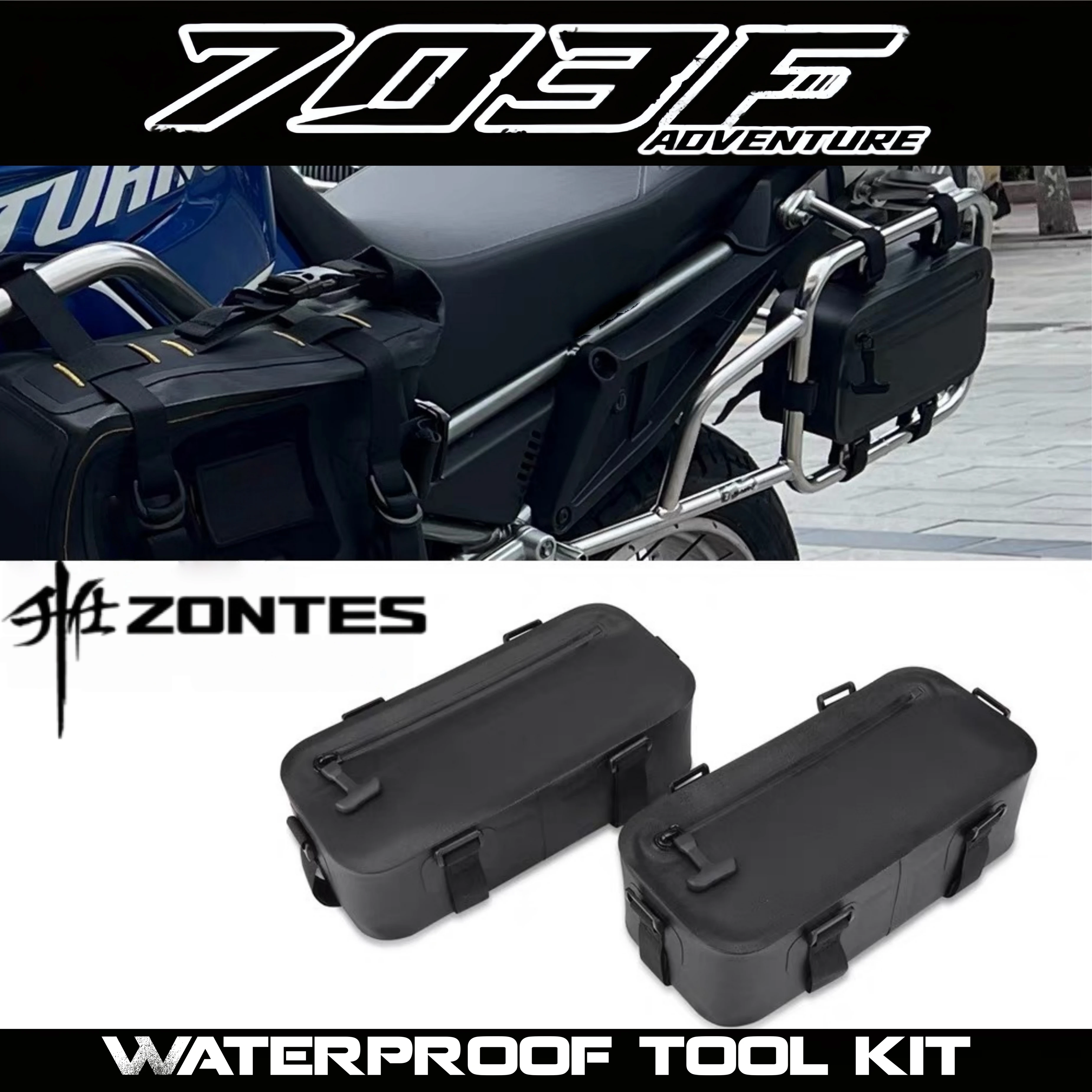 FOR ZONTES 703F Motorcycle Side Bracket Tool Bag Waterproof Hanging Bag TPU Side Bag Motorcycle Commuting and Touring Gear
