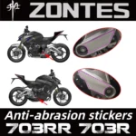 Decals for ZONTES 703RR/703R sportbike frames (left and right sides), and anti-abrasion decals for the lower part of the 703R st