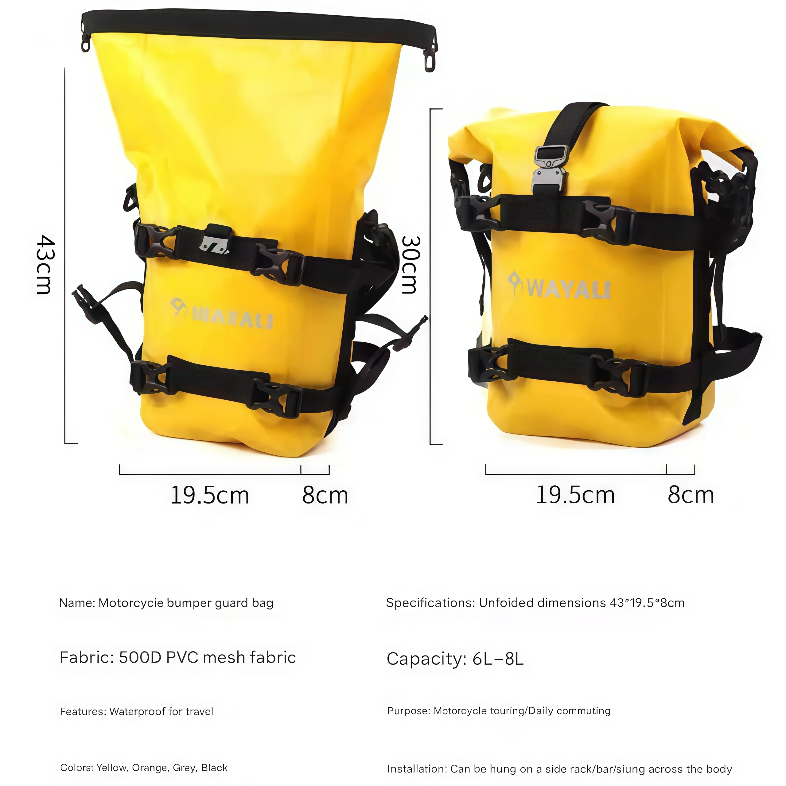 FOR ZONTES 703F Waterproof bar guard bag, Large Capacity Motorcycle Saddlebags, Mud-Resistant Frame Bags for Touring & Adventure - Image 3
