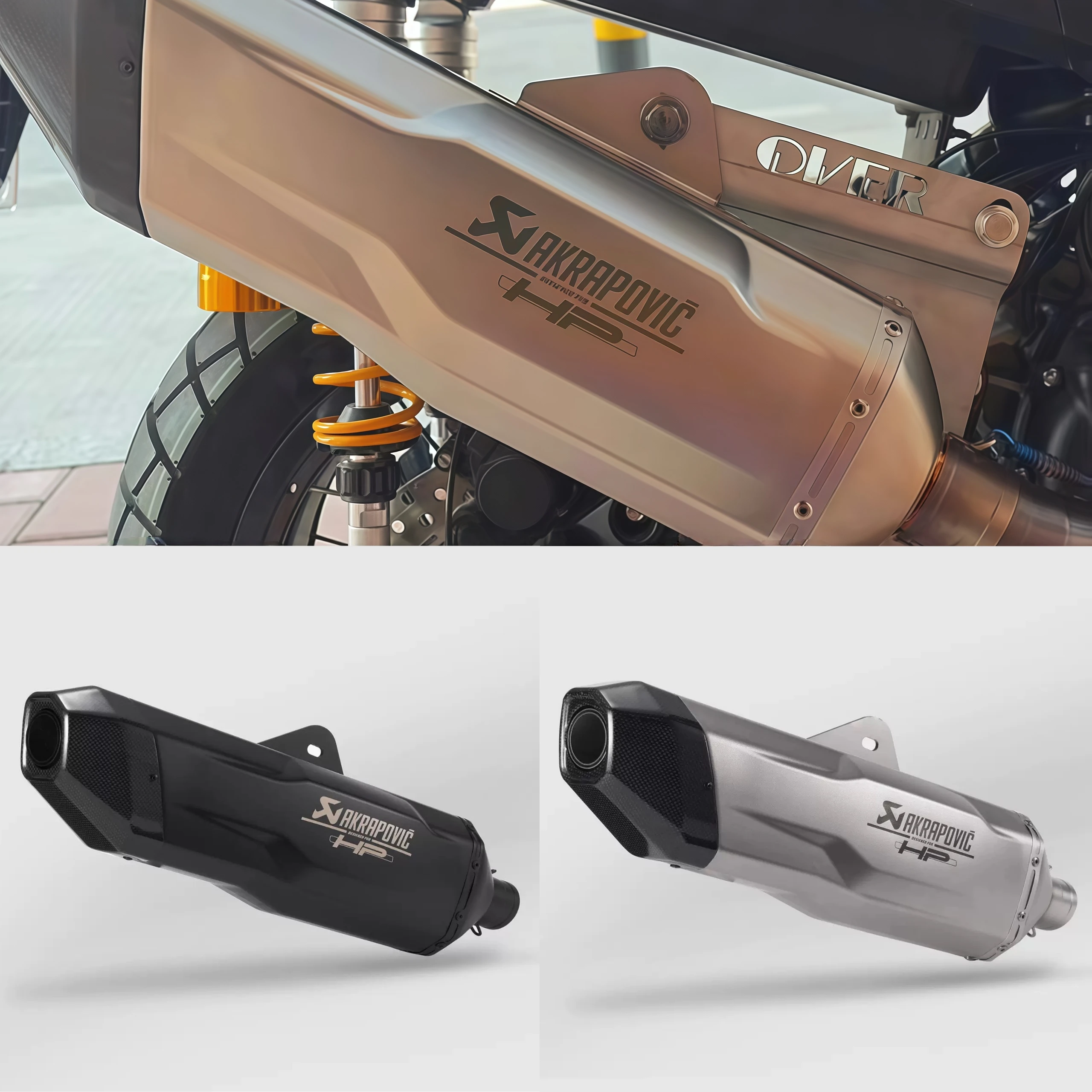 For ZONTES 368G modified exhaust pipe full stainless steel front section AK carbon fiber tail section - Image 2