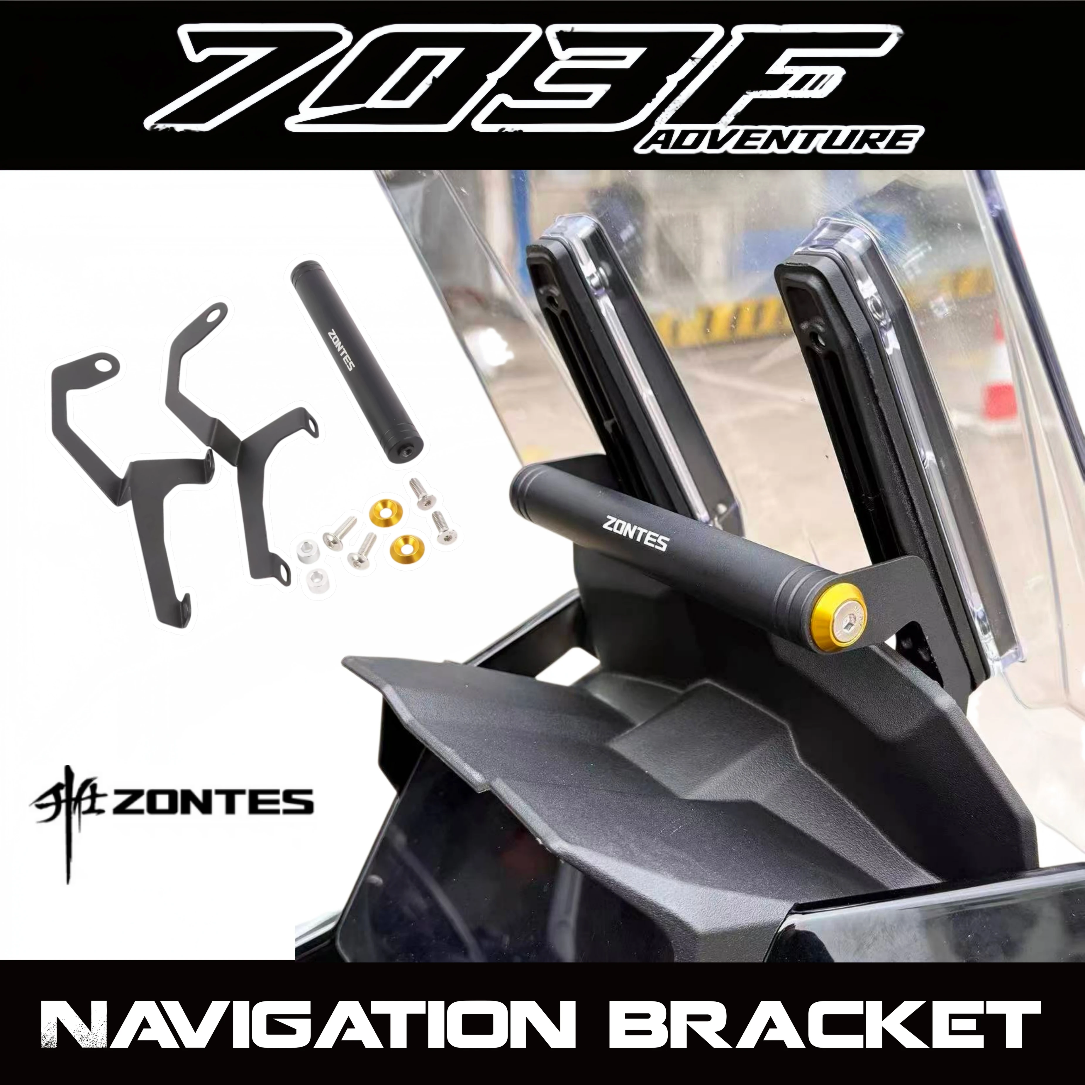 Aluminum alloy bracket for ZONTES 26 703F modified car front crossbar navigation phone holder car computer mount.