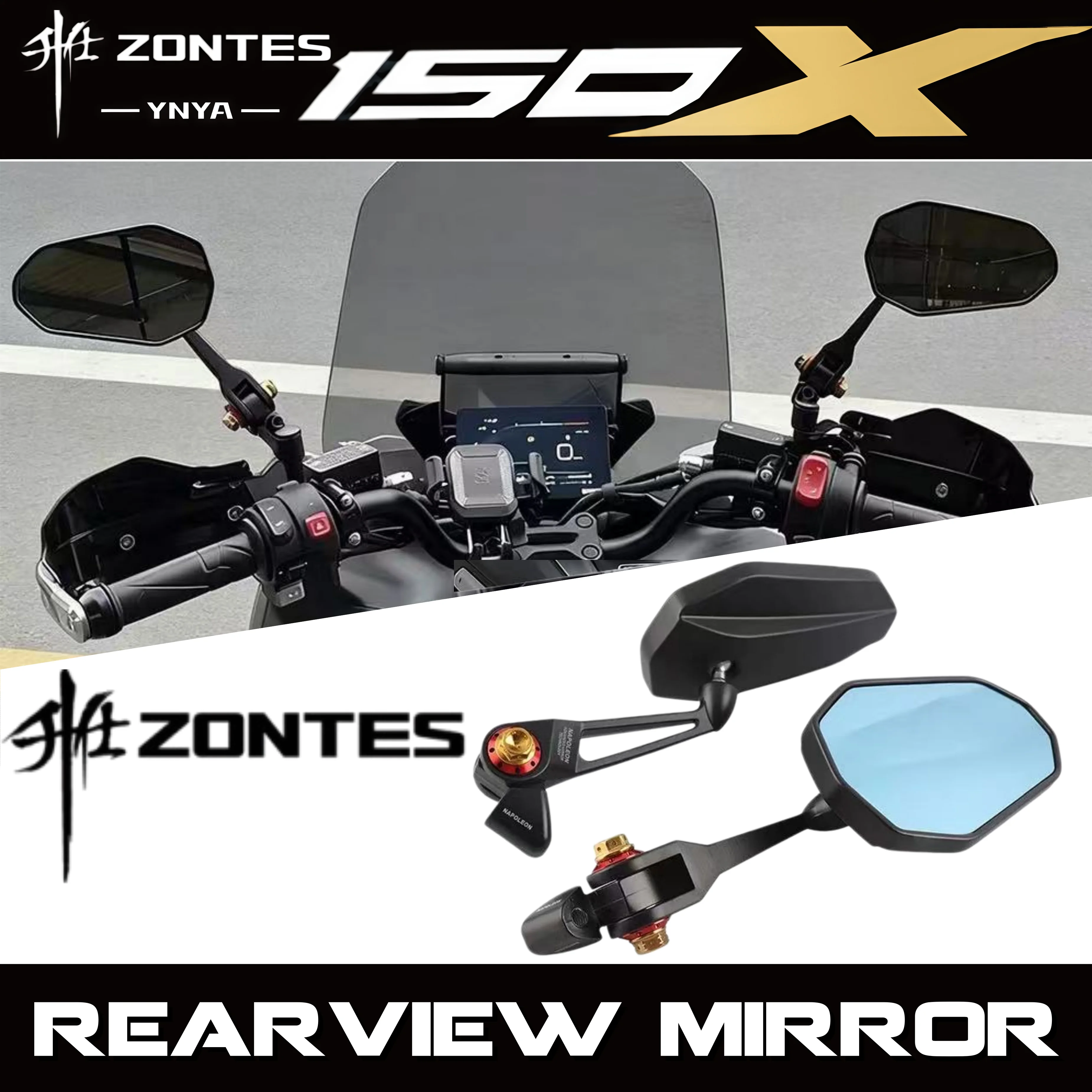 FOR ZONTES 150X New Modified Rearview Mirror, High-Definition Wide-View Rearview Mirror, Side Mirror Accessories