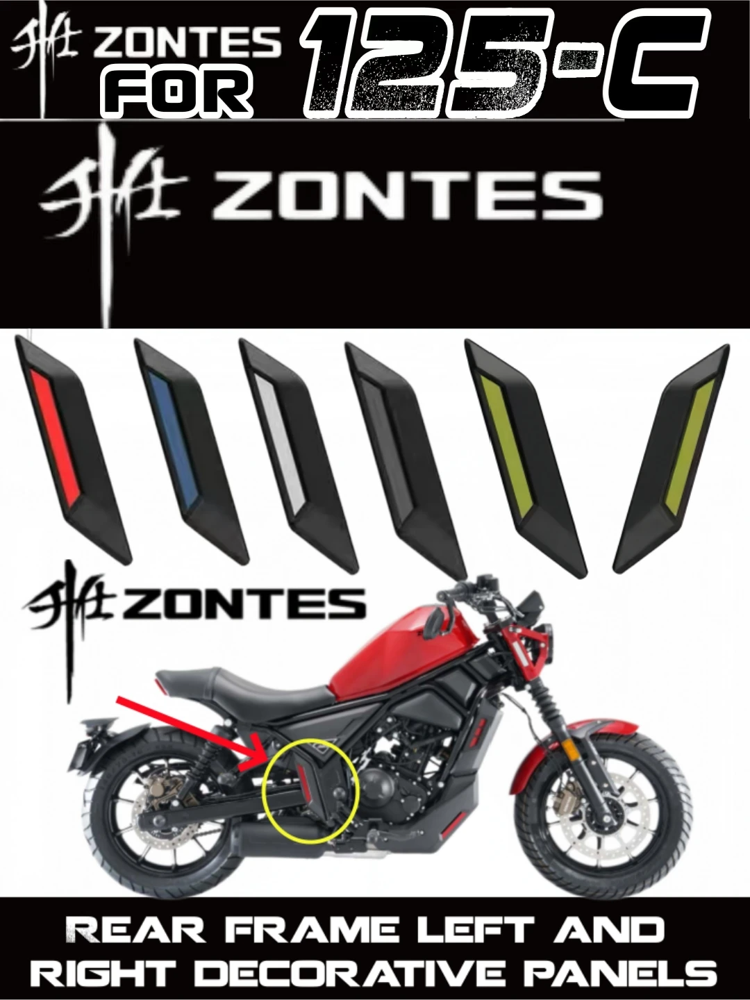 FOR ZONTES 125C/C2 Rear Frame Left and Right Rear Trim Panels, Plastic Shell Trim Covers, Side Panel Accessories, Side Covers